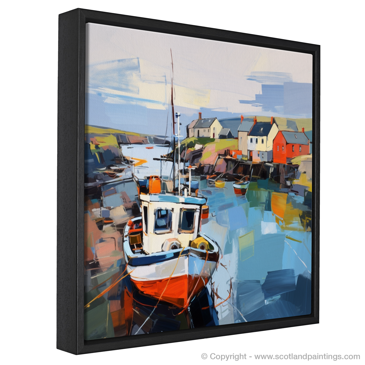 Painting and Art Print of Lybster Harbour, Caithness. Vibrant Reflections of Lybster Harbour.