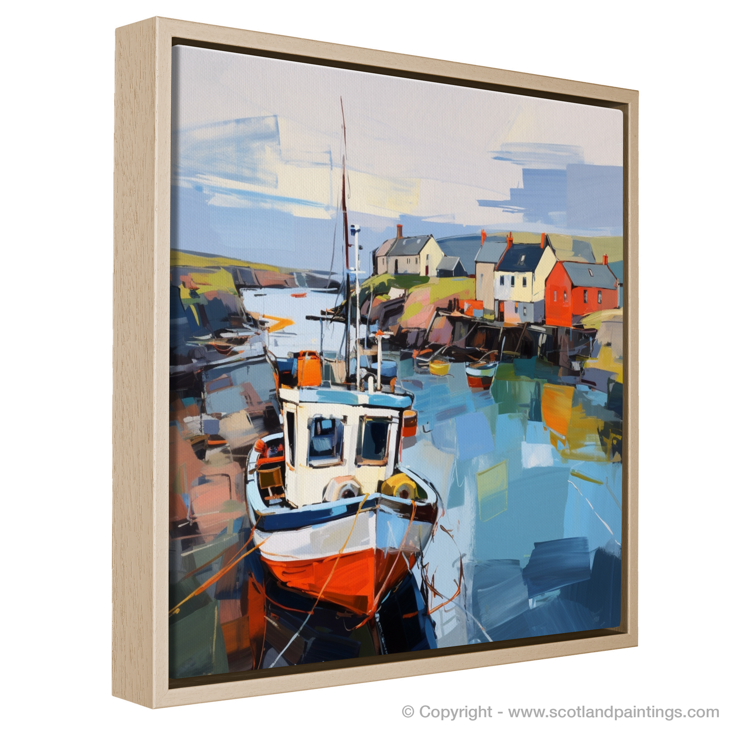 Painting and Art Print of Lybster Harbour, Caithness. Vibrant Reflections of Lybster Harbour.