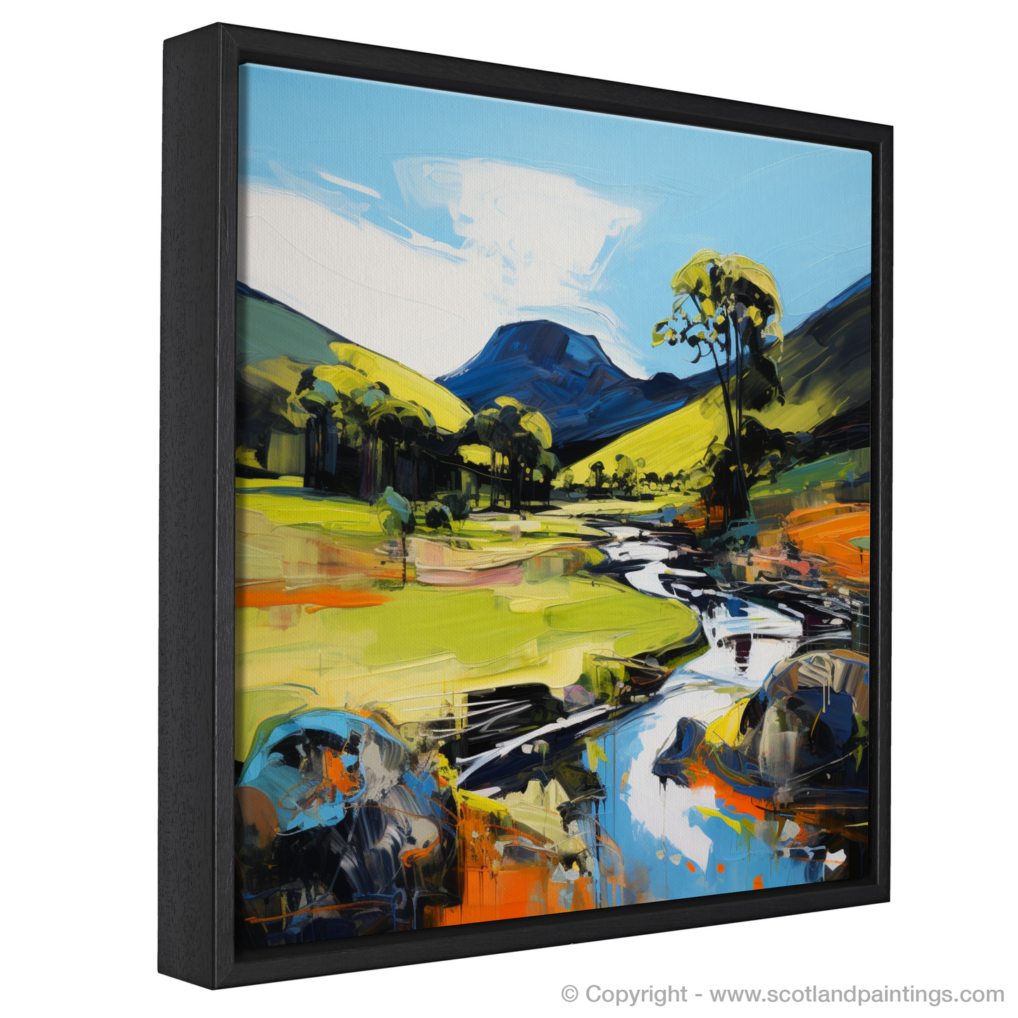 Painting and Art Print of Glen Esk, Angus in summer entitled "Glen Esk in Summer Expression: A Vibrant Ode to Scottish Scenery".