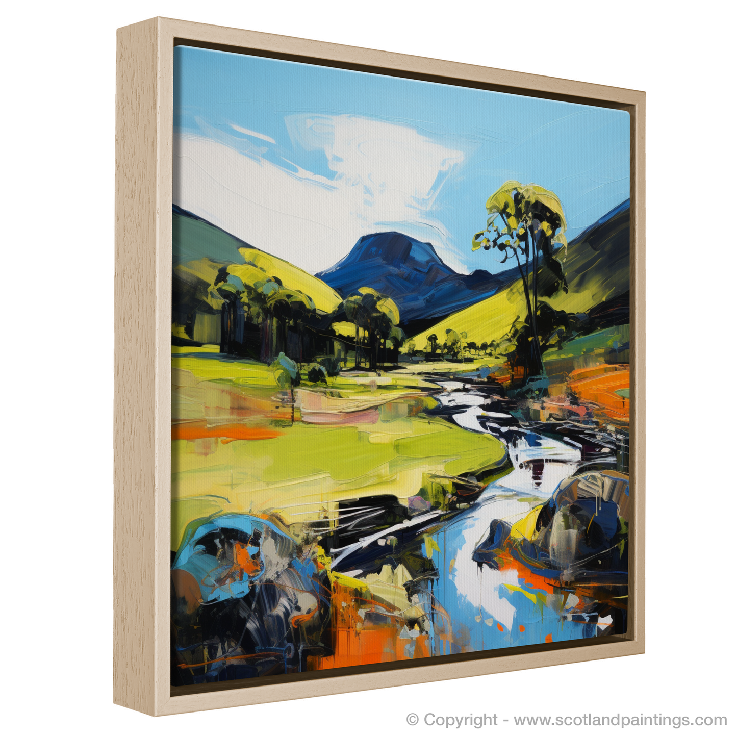 Painting and Art Print of Glen Esk, Angus in summer entitled "Glen Esk in Summer Expression: A Vibrant Ode to Scottish Scenery".