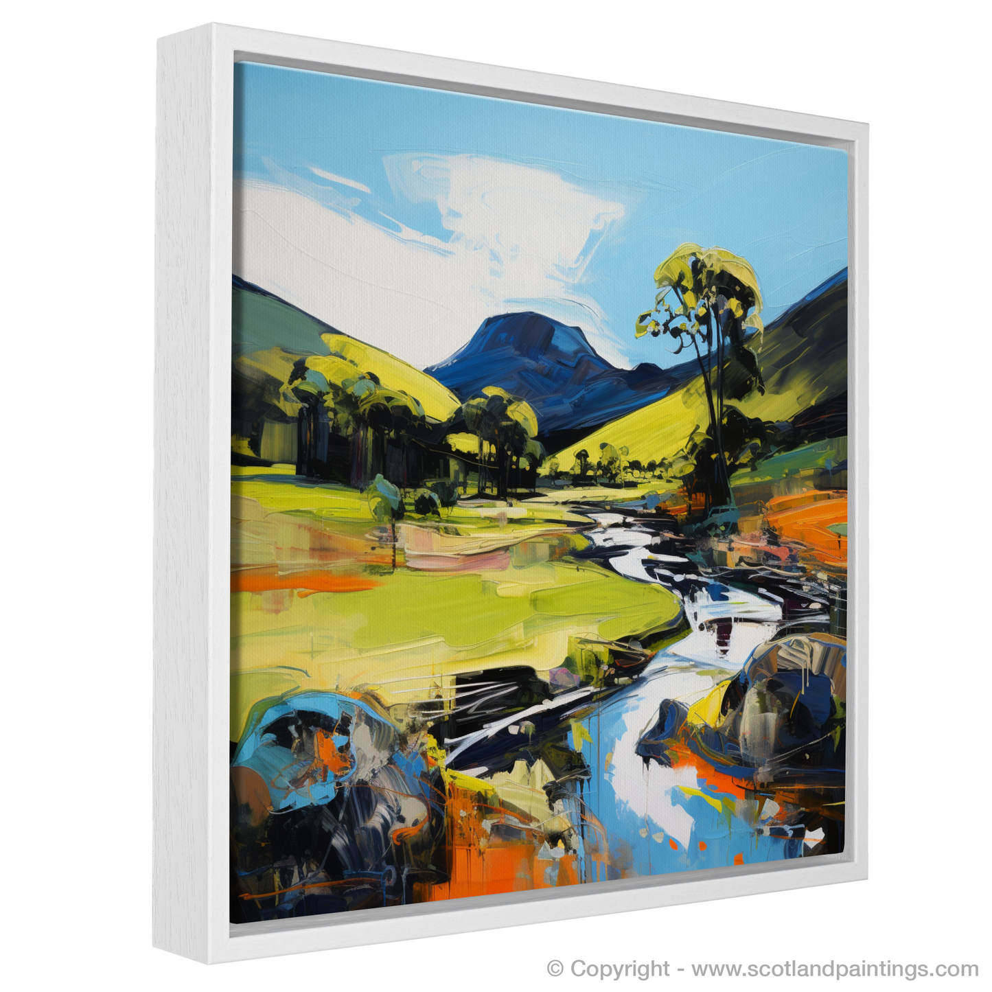 Painting and Art Print of Glen Esk, Angus in summer entitled "Glen Esk in Summer Expression: A Vibrant Ode to Scottish Scenery".