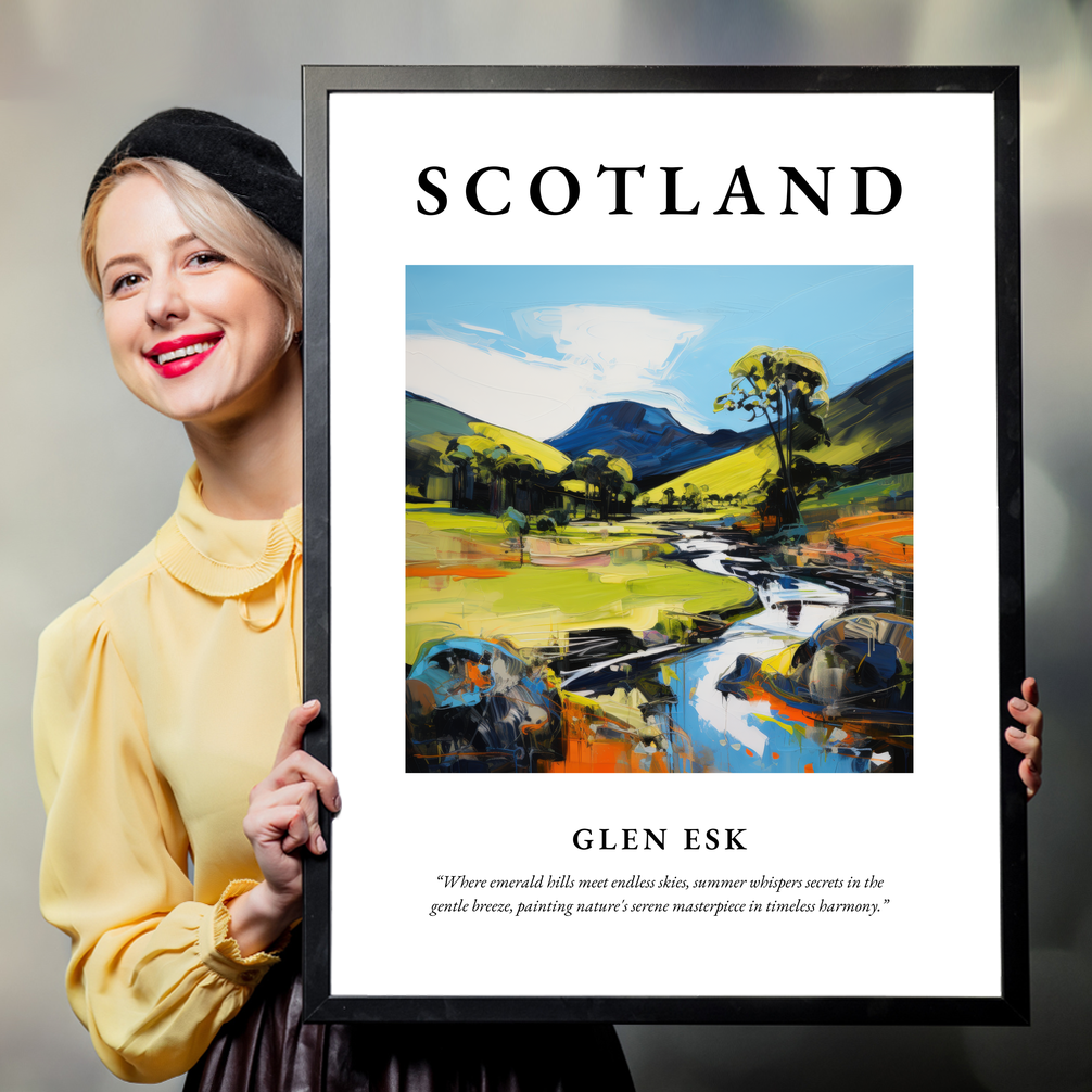 Person holding a poster of Glen Esk