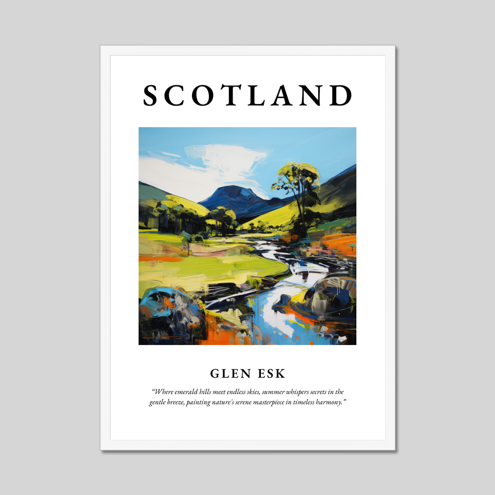 Poster in a white frame with the word Scotland