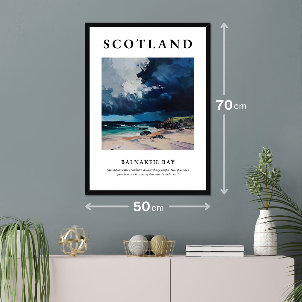 Poster of Balnakeil Bay hanging on a wall