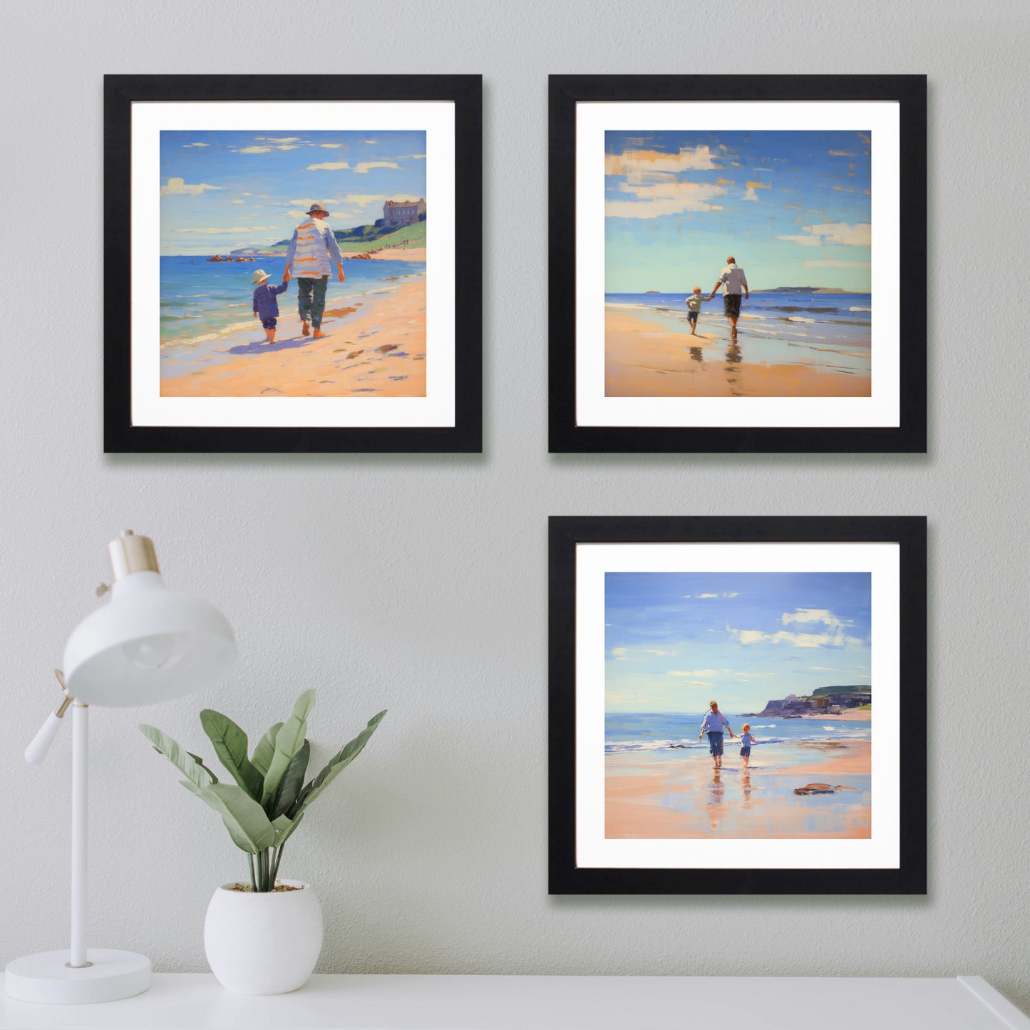 Main product image of A dad and son walking on Coldingham Bay