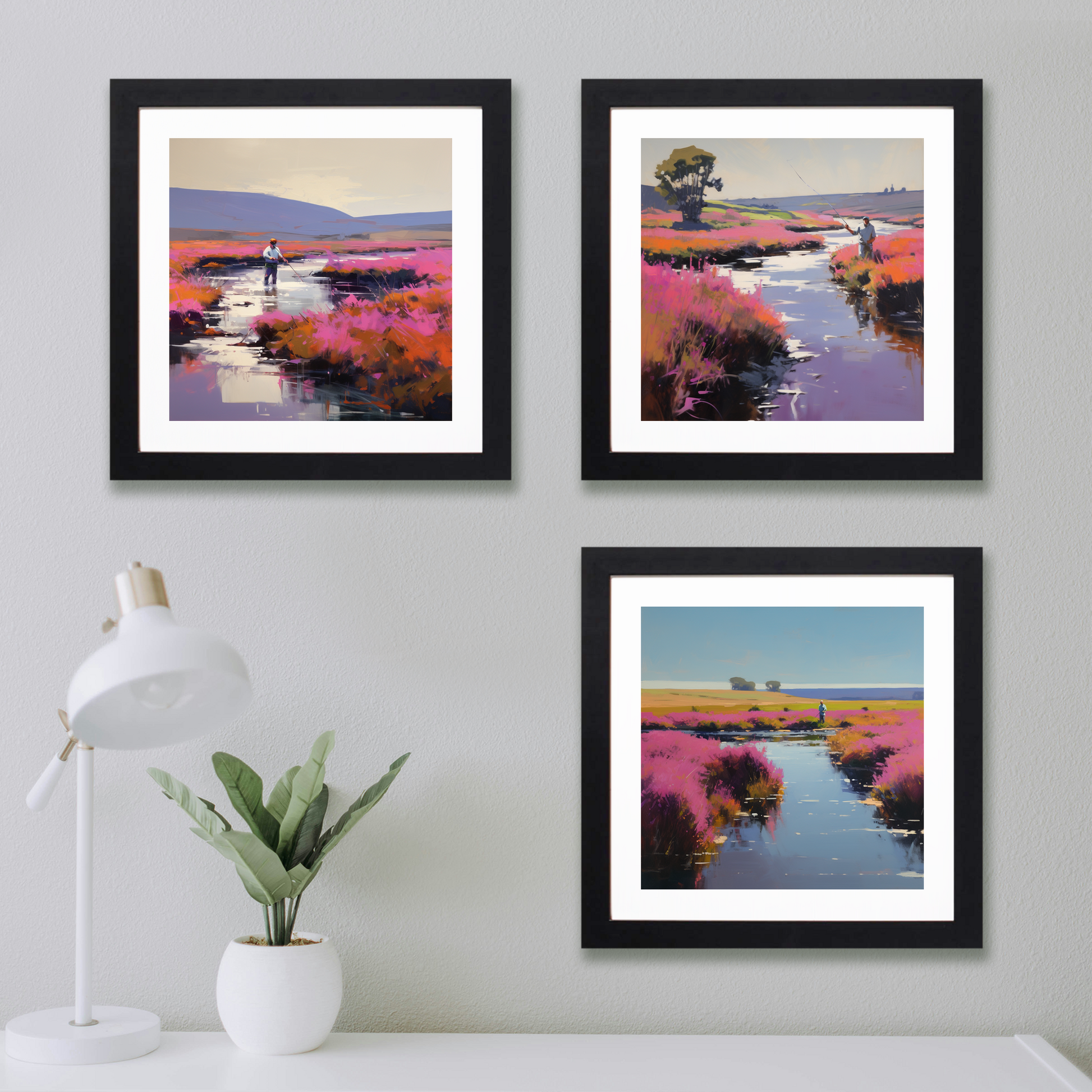 Main product image of A man fly fishing as the heather blooms around the River Conon.