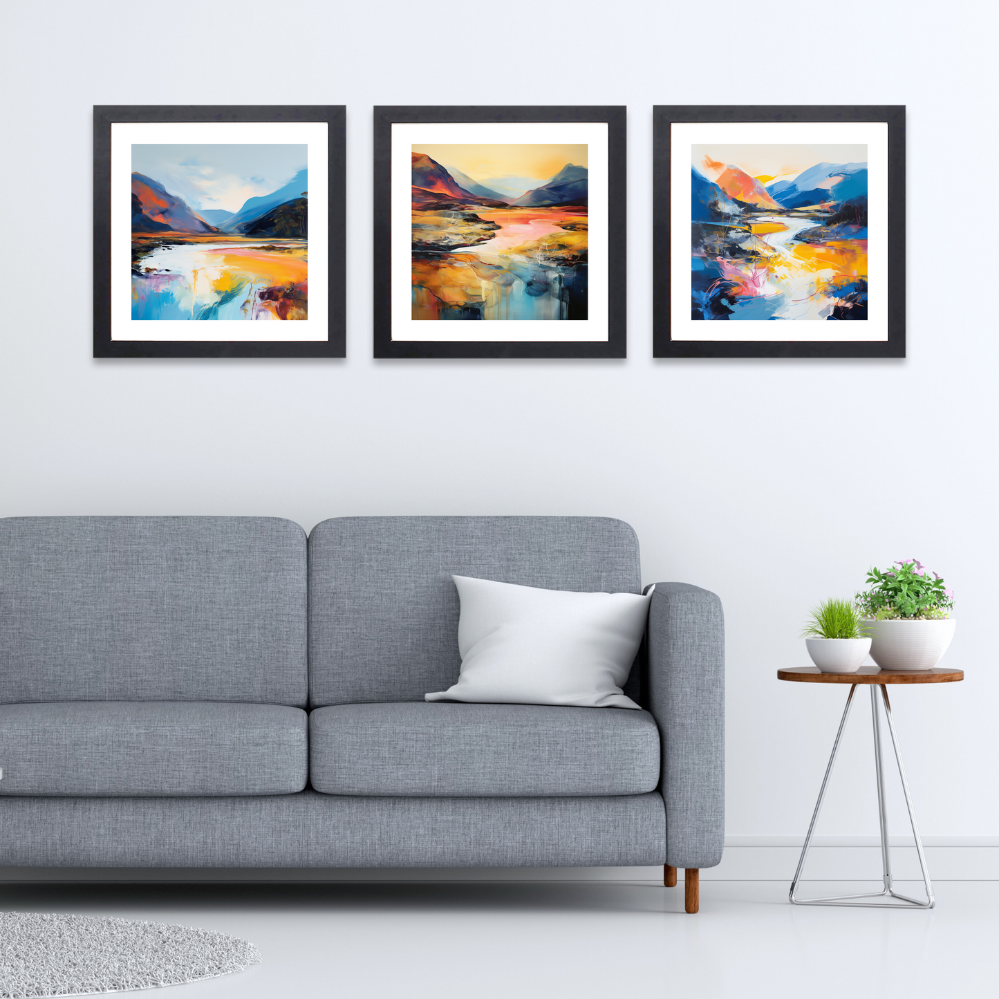 Black frame variant of Serpentine river in golden hour in Glencoe