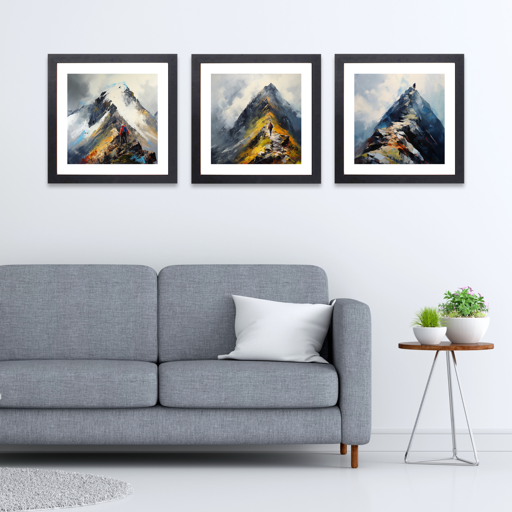 Black frame variant of Climber ascending misty peak in Glencoe