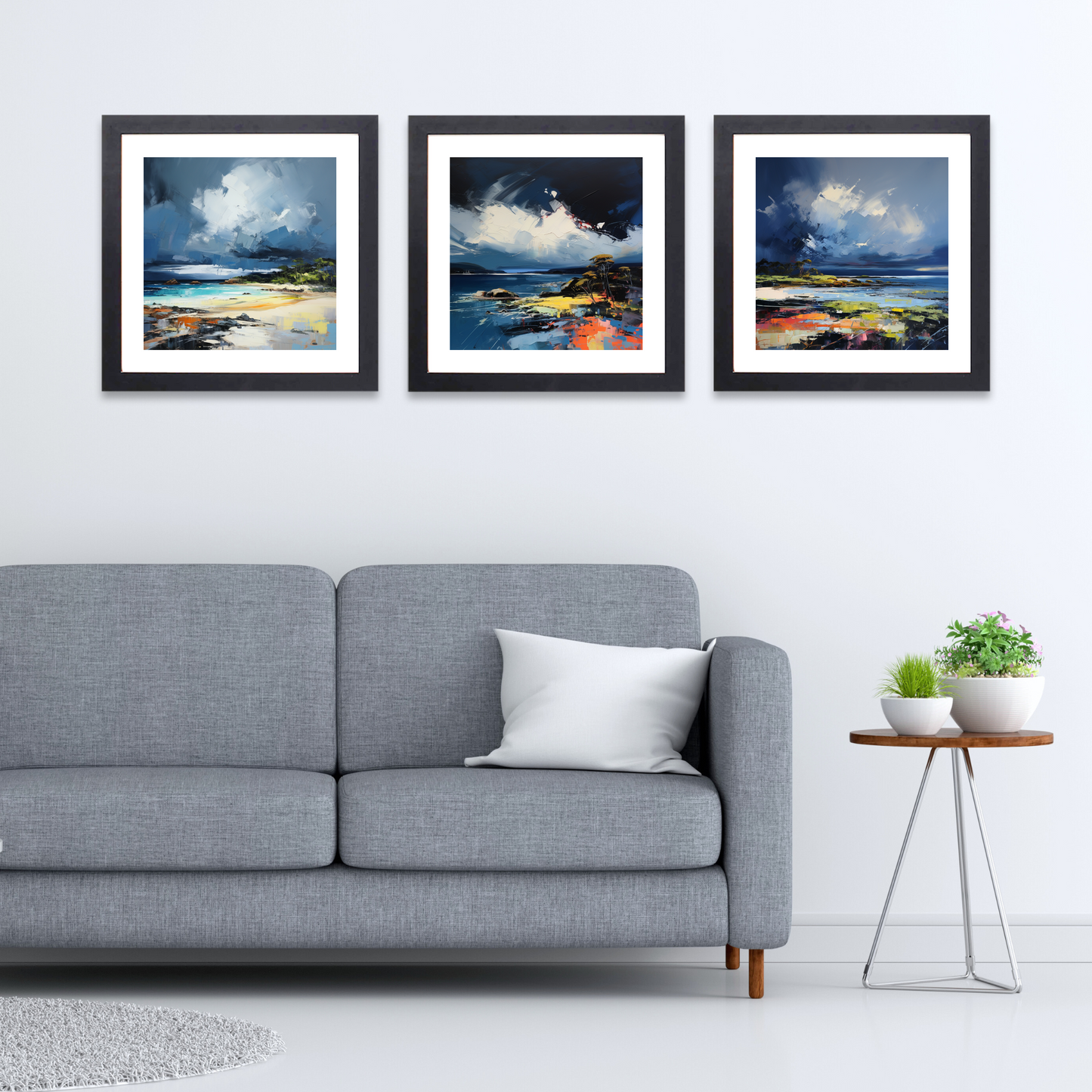 Black frame variant of Largo Bay with a stormy sky