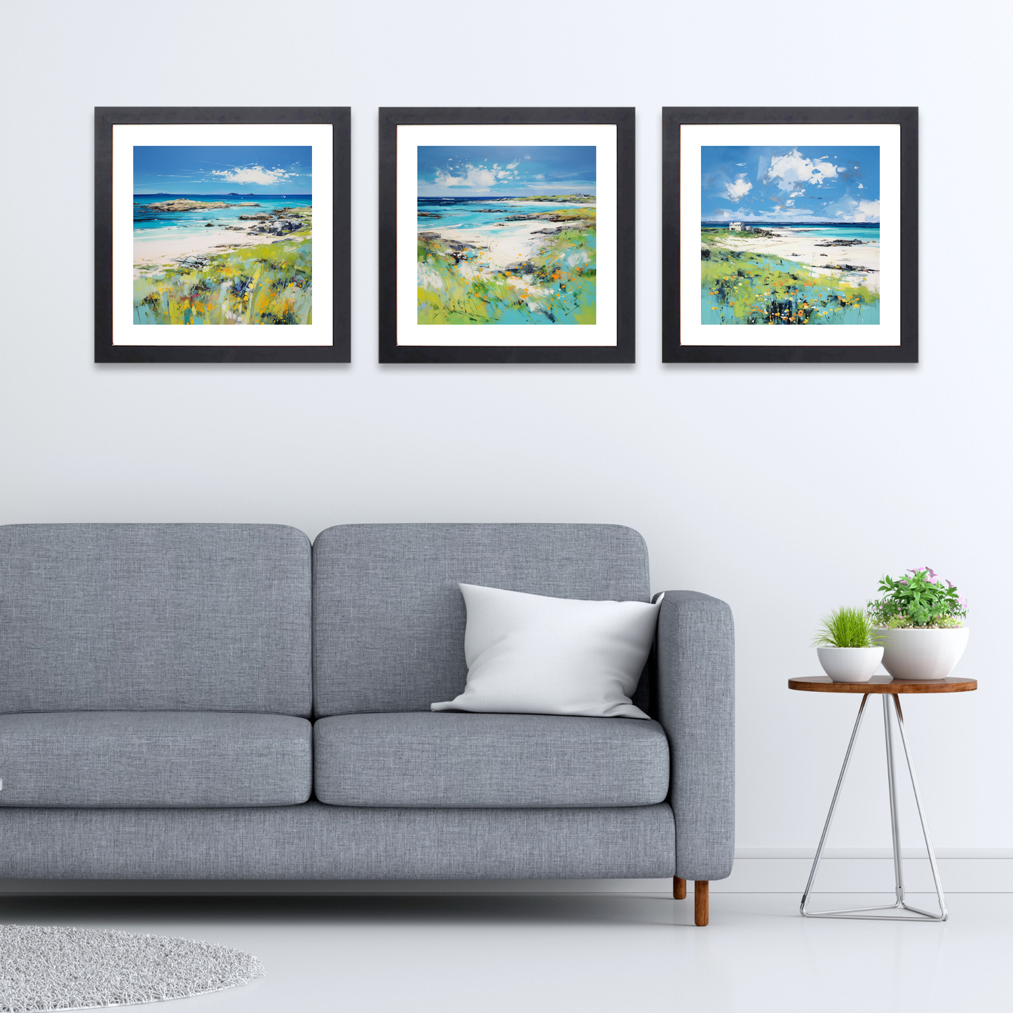 Black frame variant of Isle of Tiree, Inner Hebrides in summer