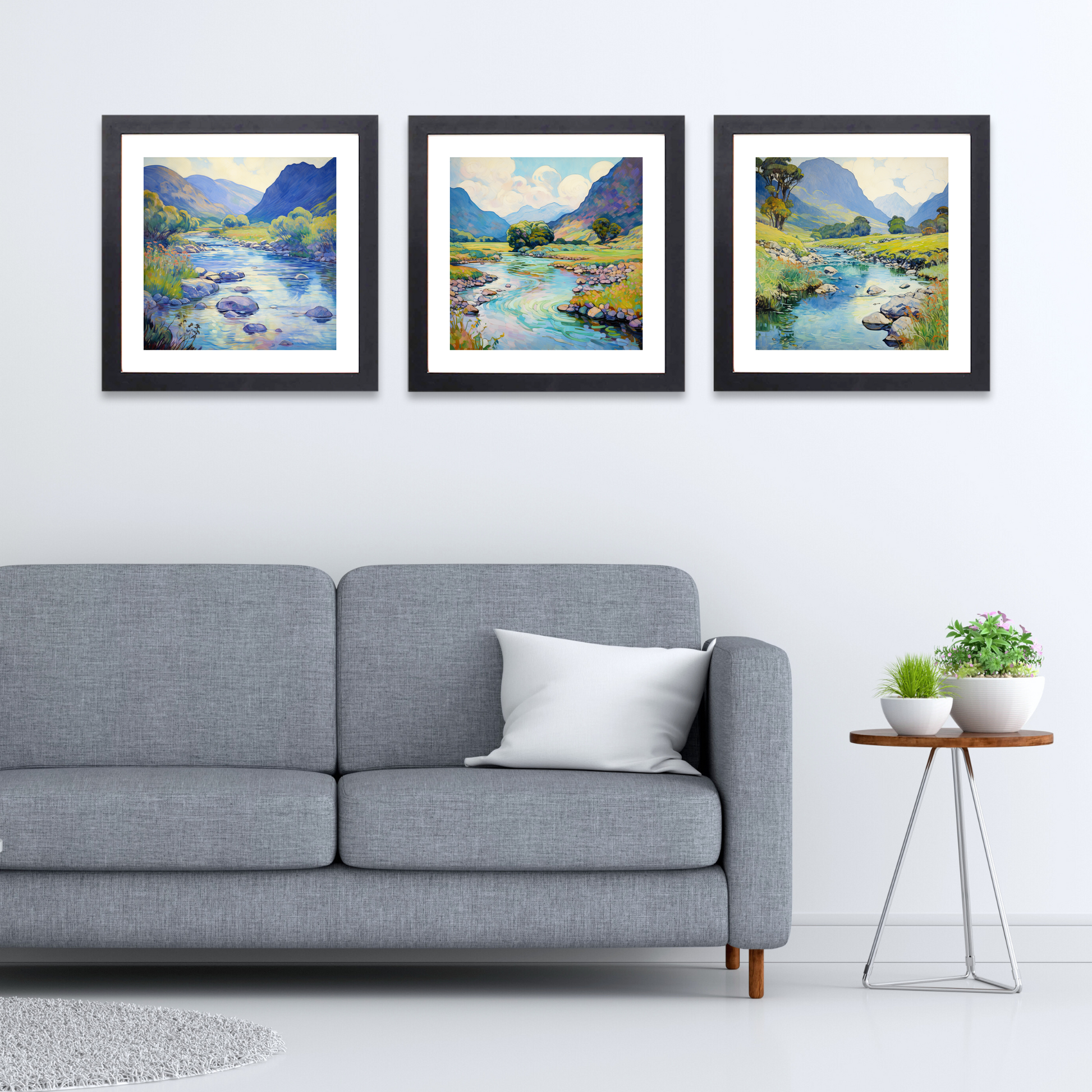 Black frame variant of River Coe, Glencoe, Highlands in summer