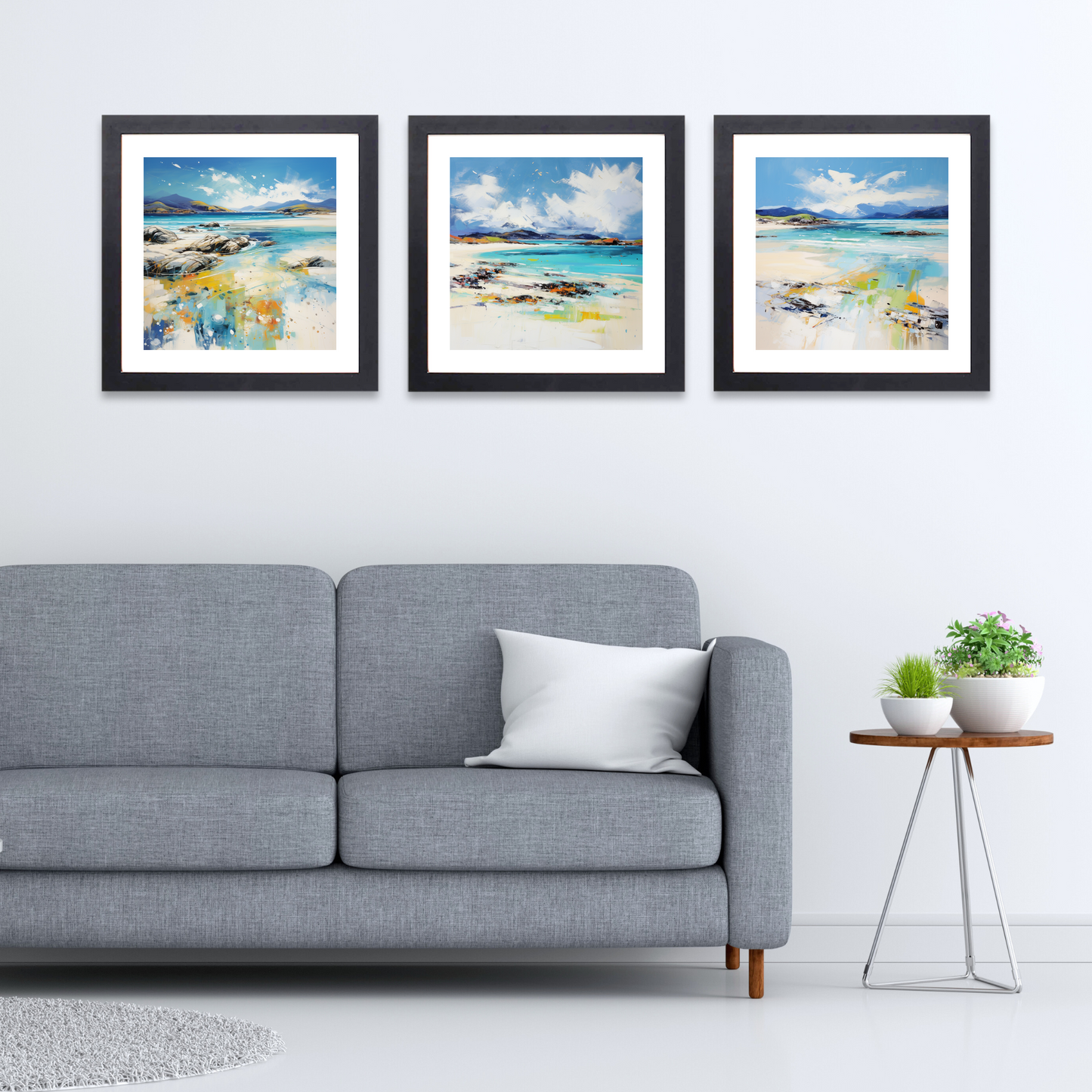 Black frame variant of Seilebost Beach, Isle of Harris in summer