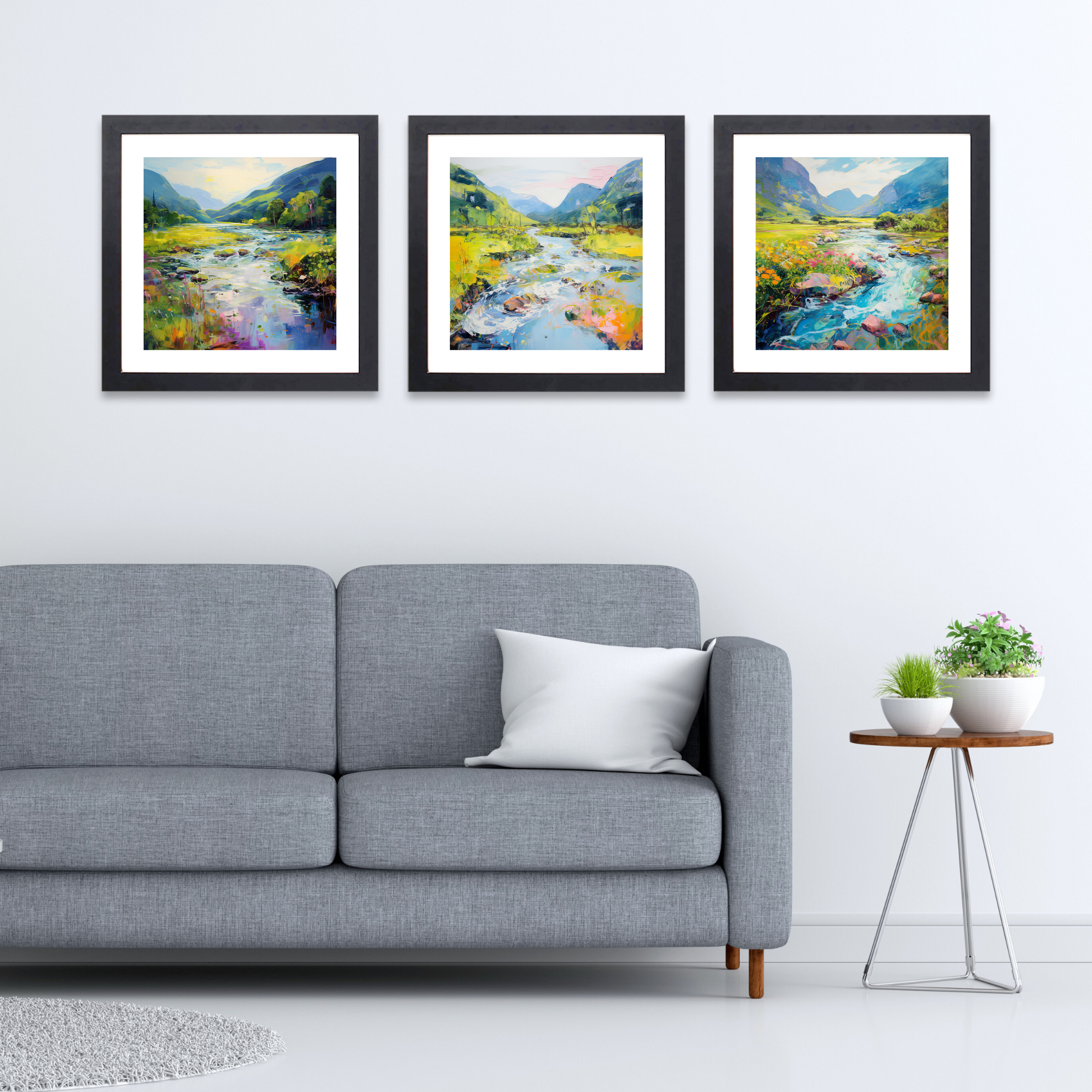 Black frame variant of River in Glencoe during summer