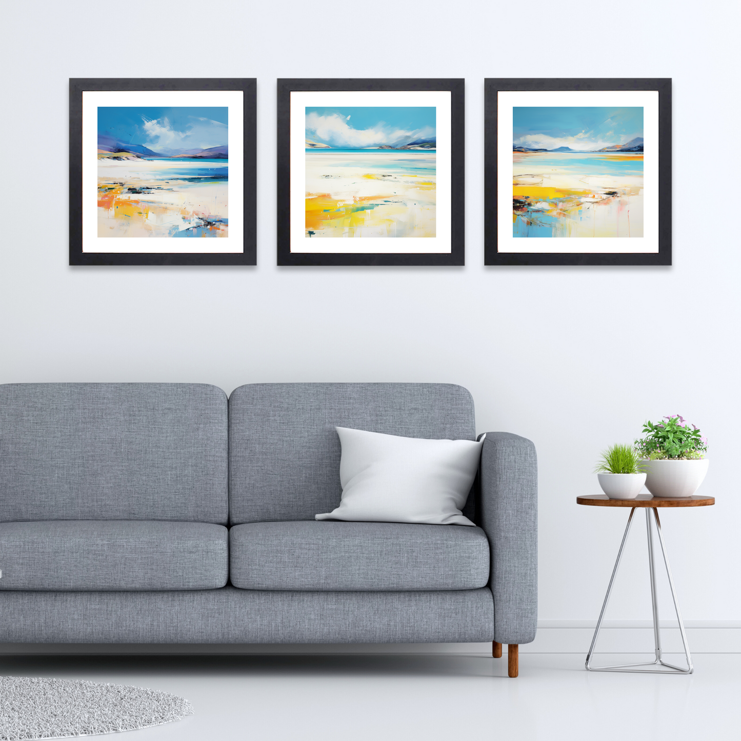 Black frame variant of Luskentyre Beach, Isle of Harris in summer