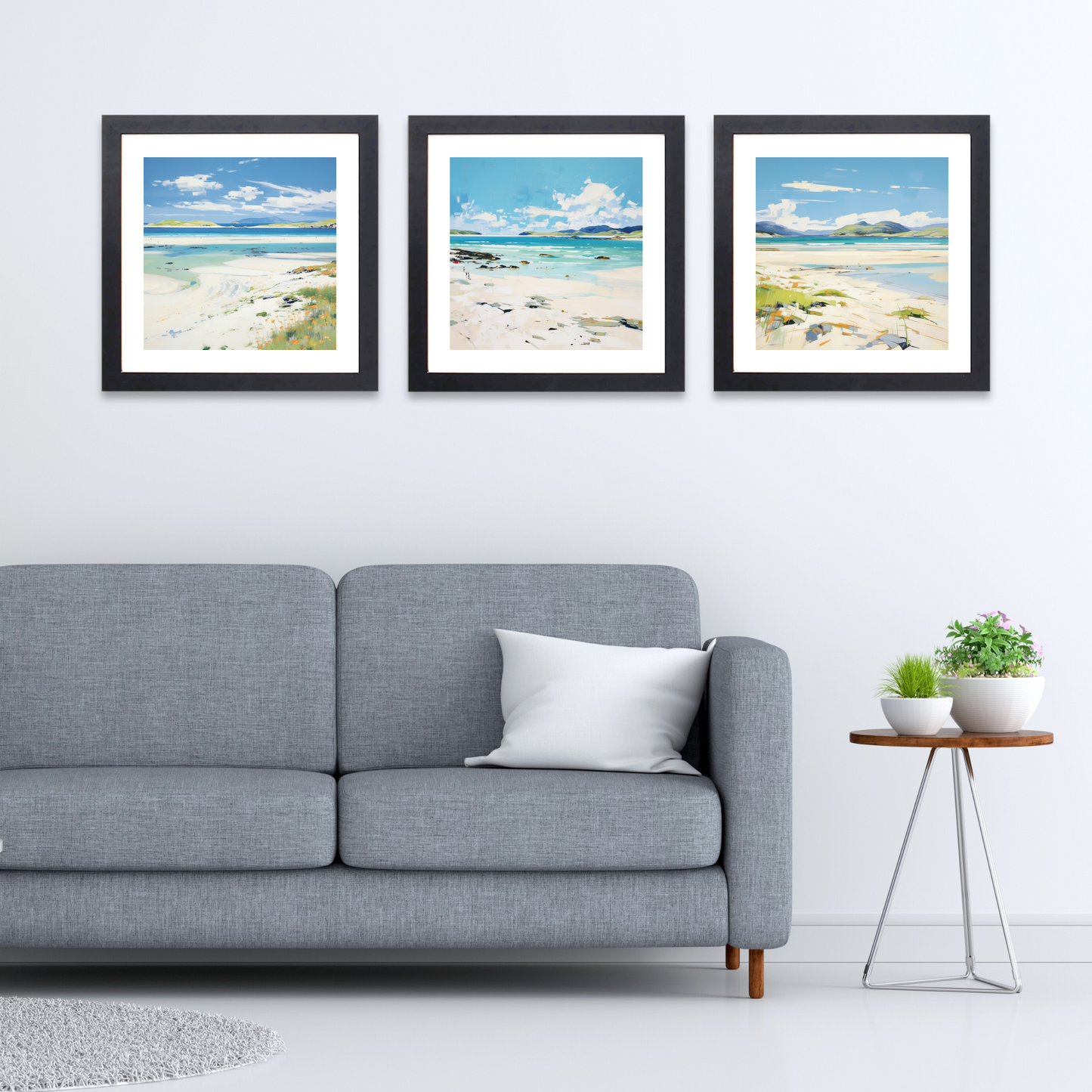 Black frame variant of Luskentyre Beach, Isle of Harris in summer