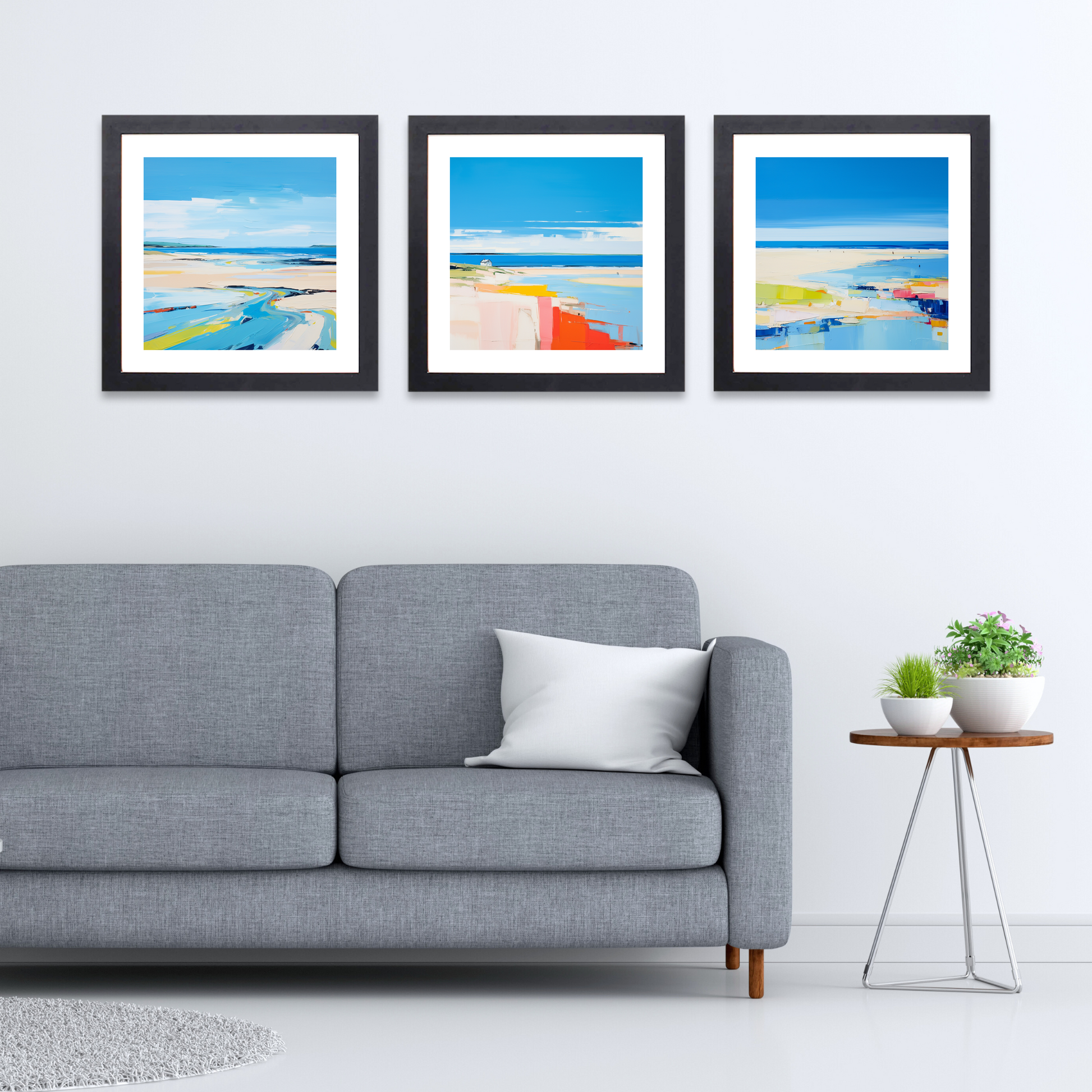 Black frame variant of St Cyrus Beach, Aberdeenshire in summer