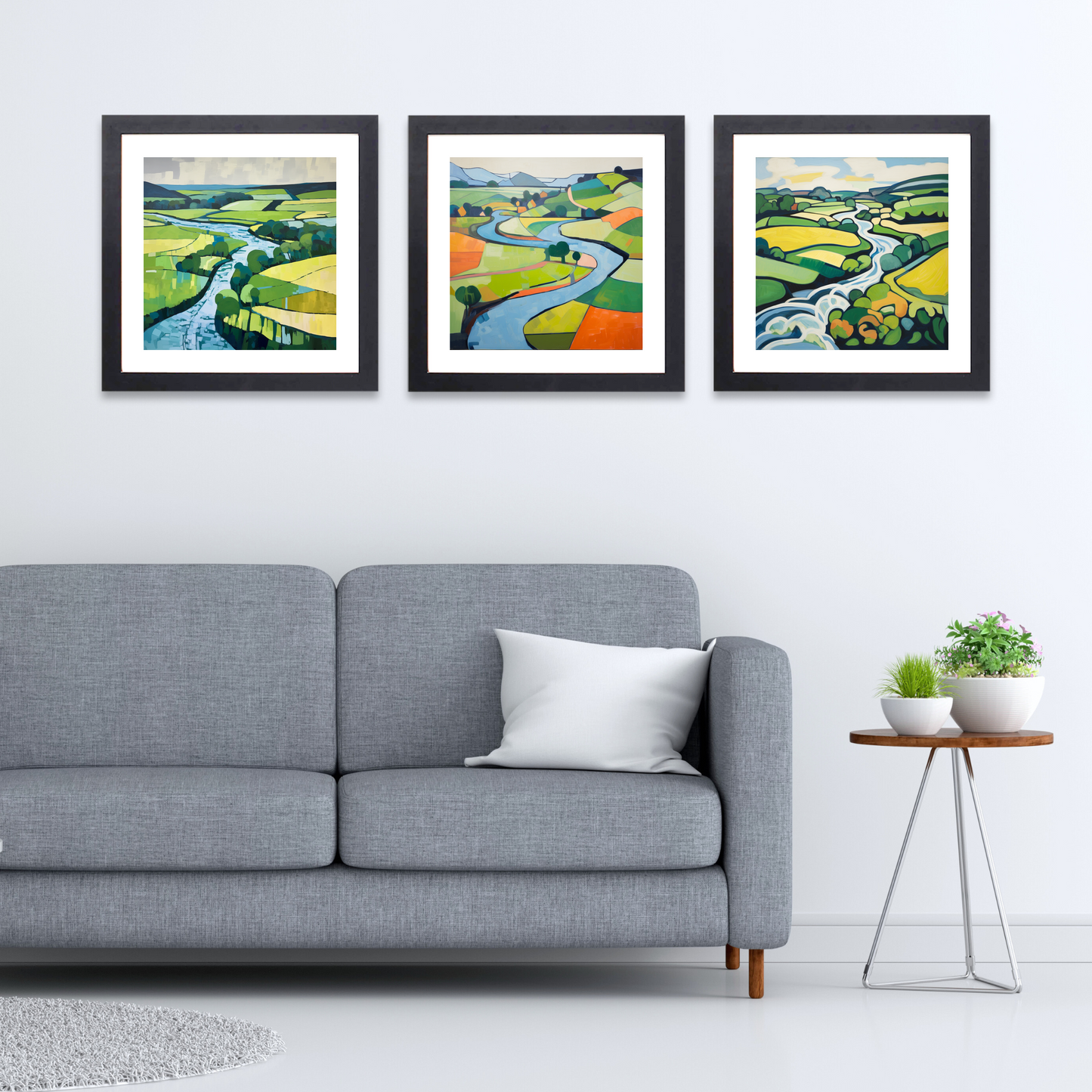 Black frame variant of River Tweed, Scottish Borders in summer