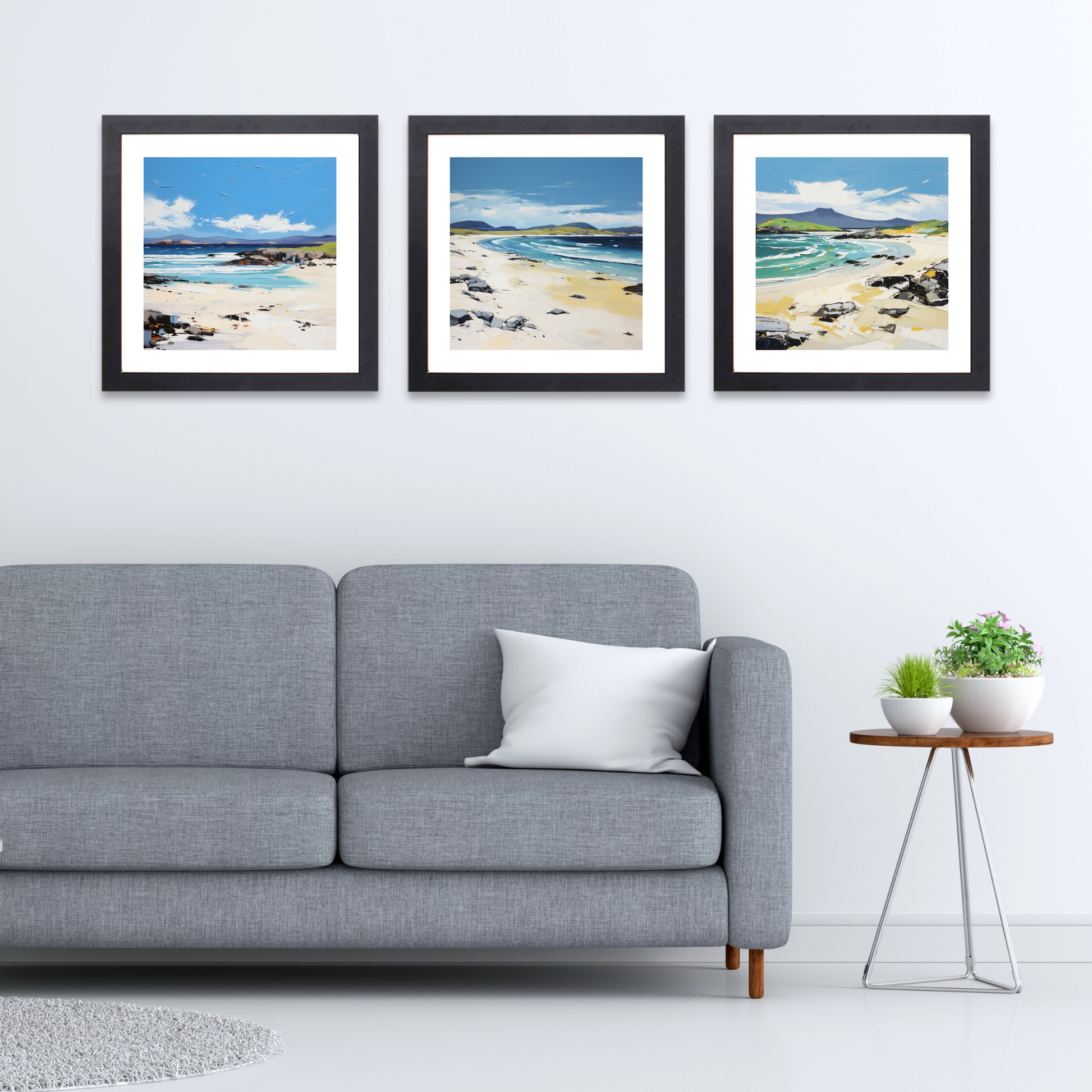 Black frame variant of Scarista Beach, Isle of Harris in summer