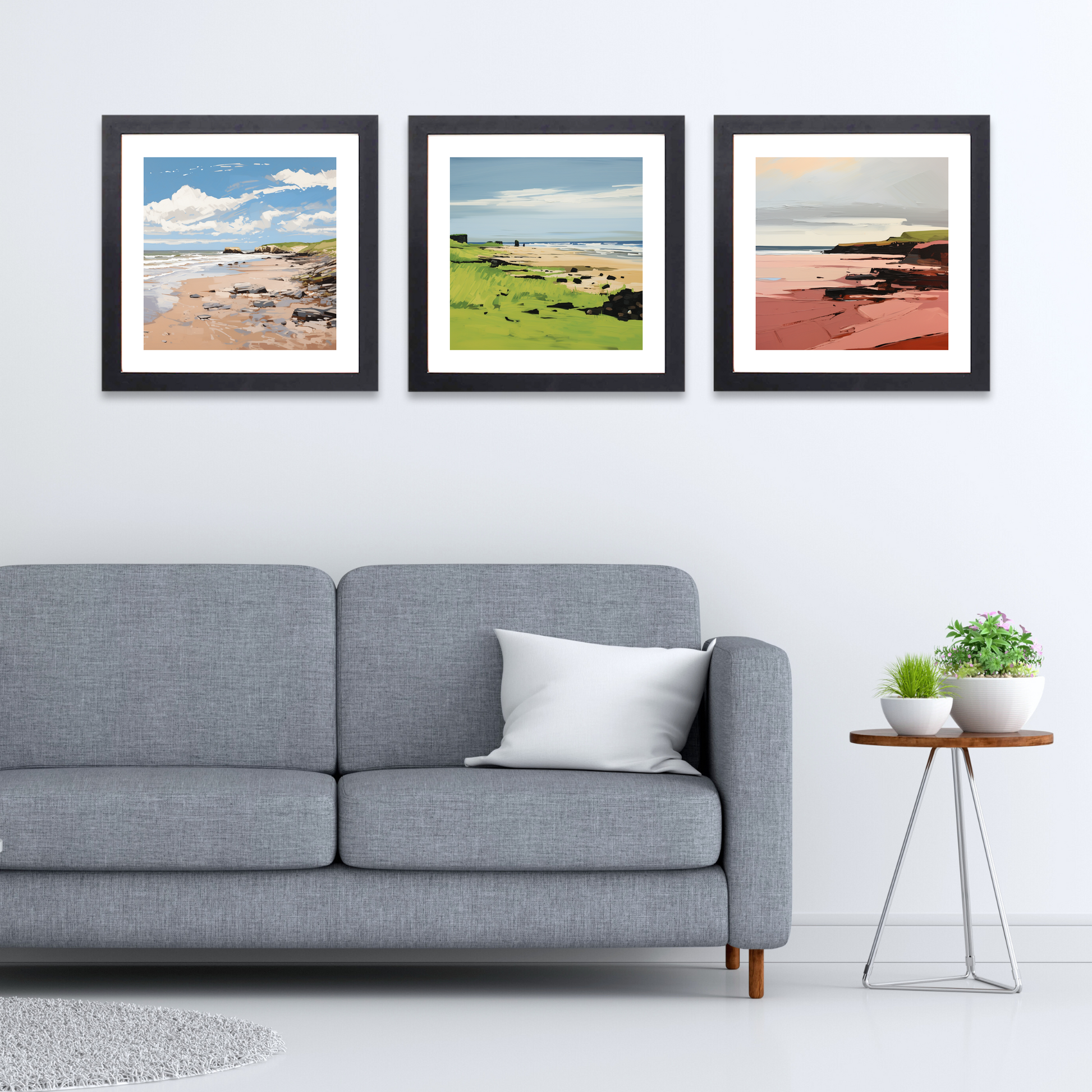 Black frame variant of St Cyrus Beach, Aberdeenshire in summer