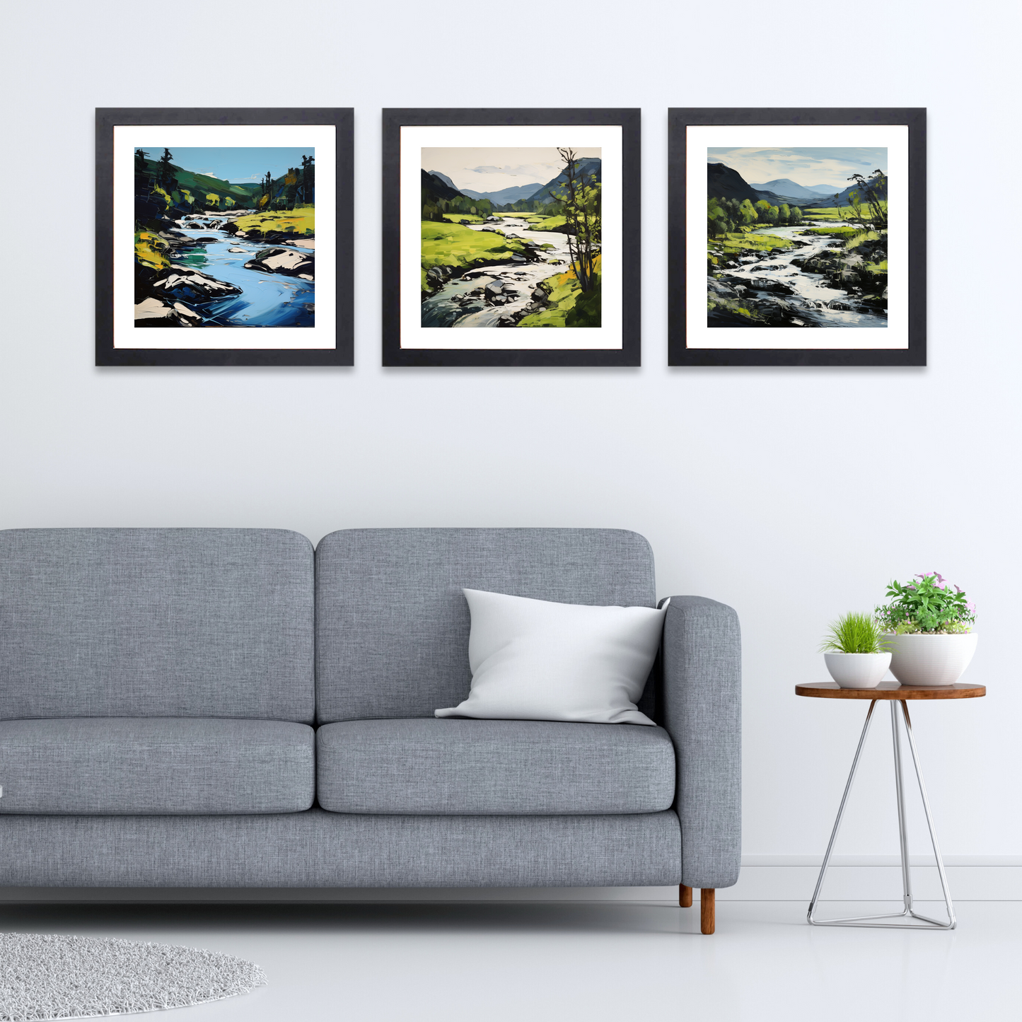 Black frame variant of River Garry, Highlands in summer