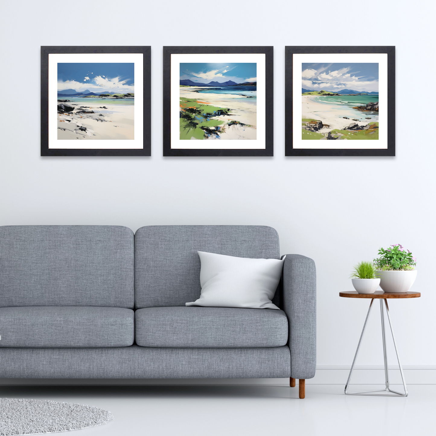 Black frame variant of Mellon Udrigle Beach, Wester Ross in summer