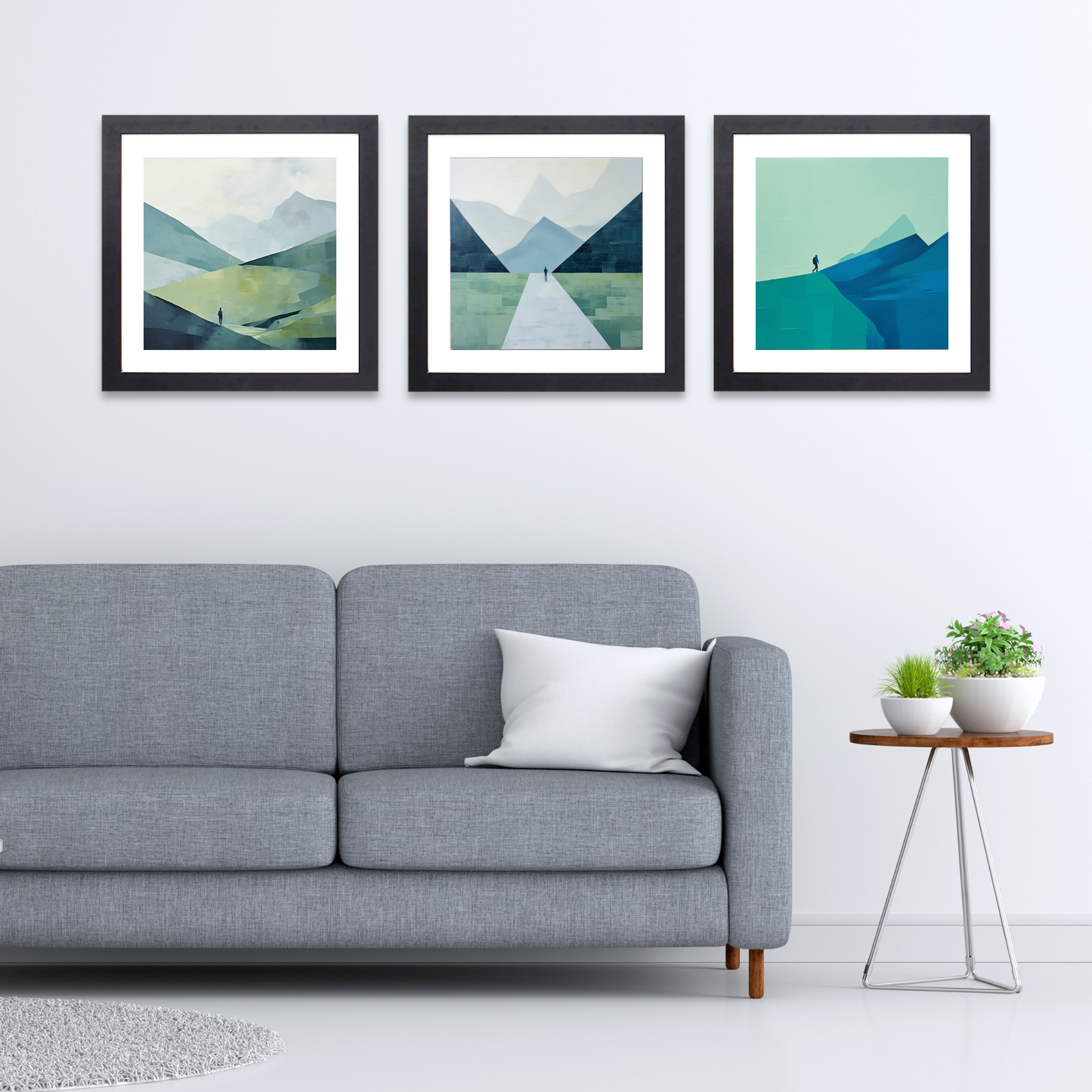 Black frame variant of Lone hiker in Glencoe during summer