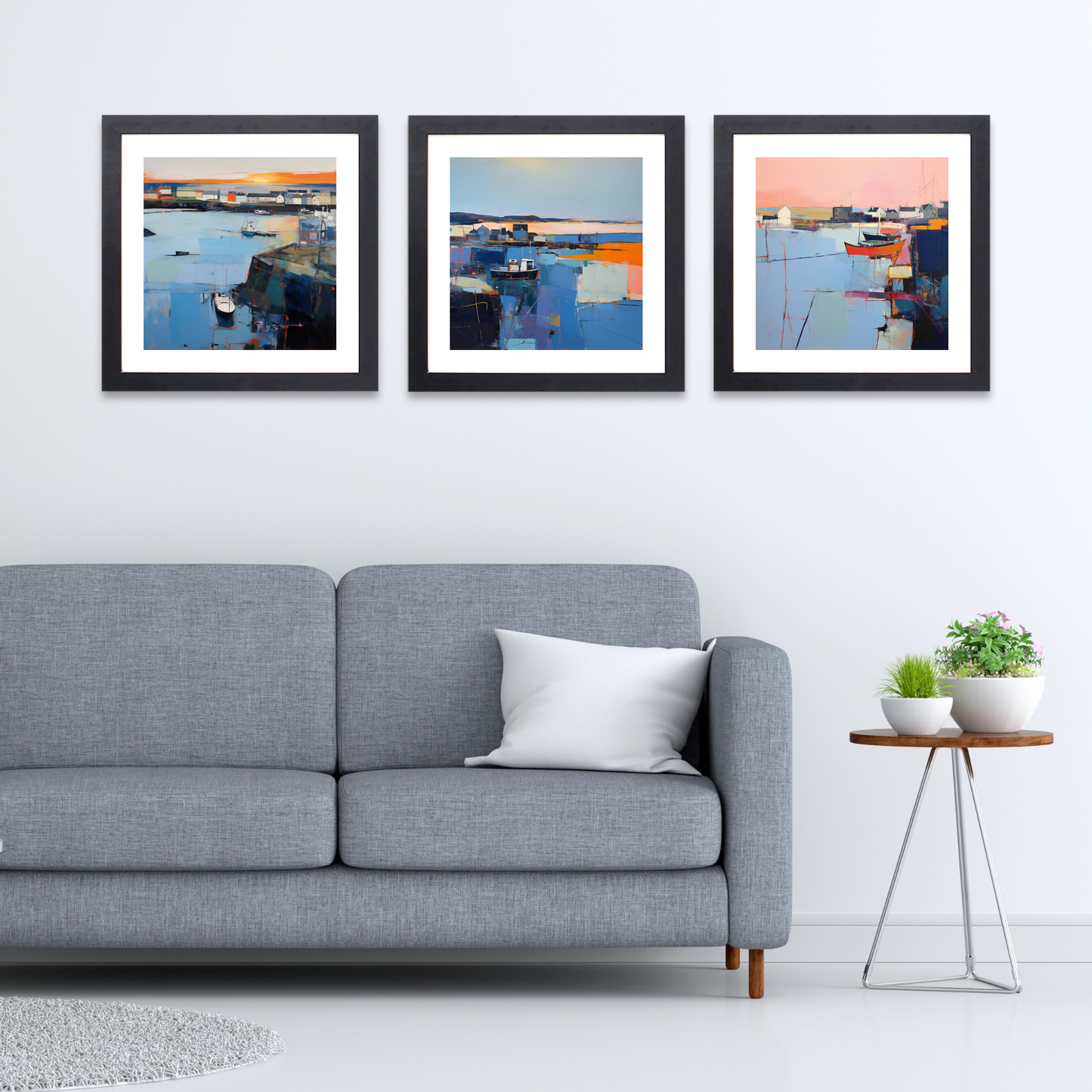 Black frame variant of North Berwick Harbour at dusk