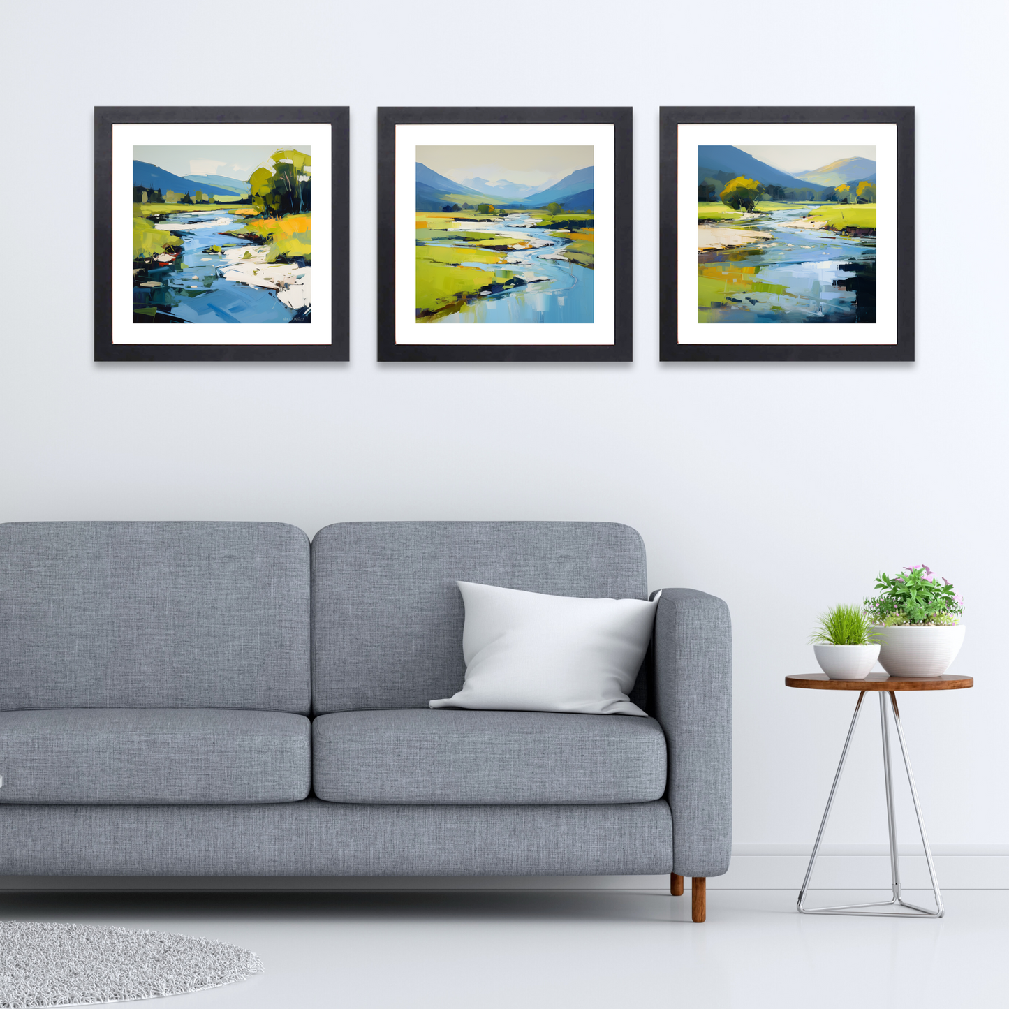 Black frame variant of River Orchy, Argyll and Bute in summer