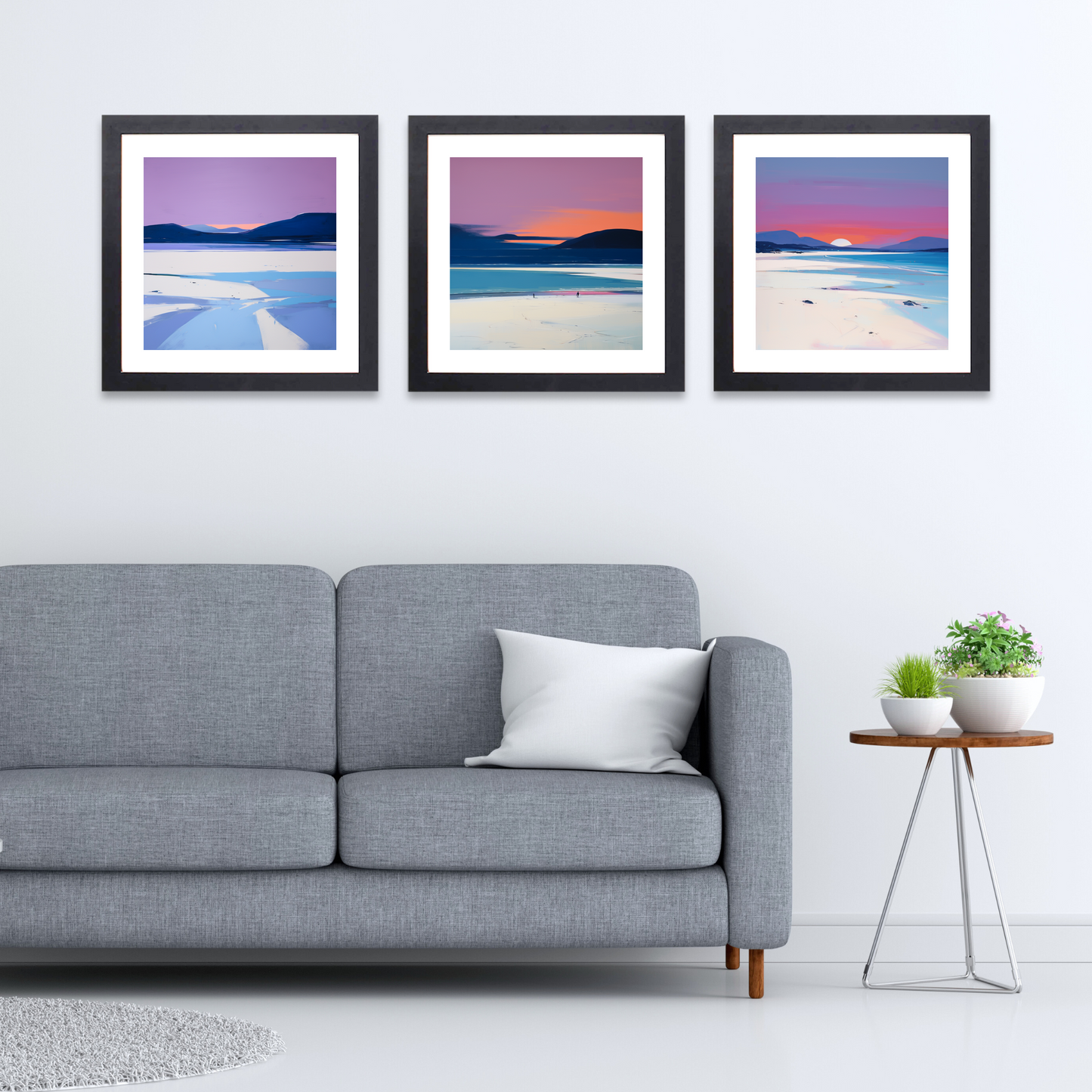 Black frame variant of Luskentyre Beach at dusk