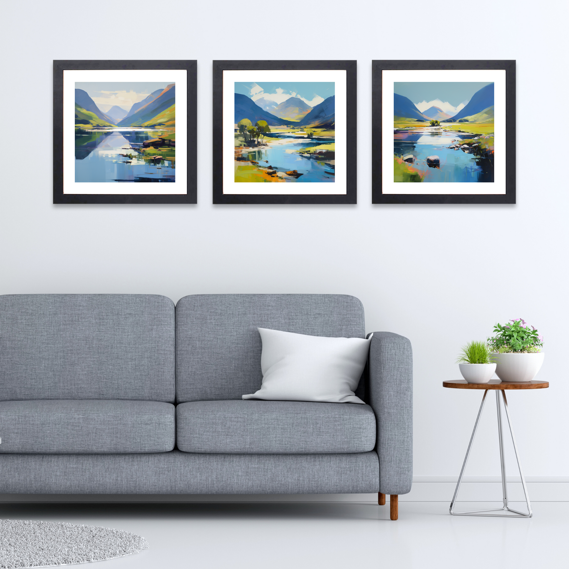 Black frame variant of Glen Etive, Argyll and Bute in summer