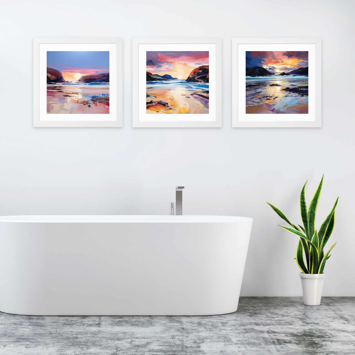 White frame variant of Sandwood Bay at dusk