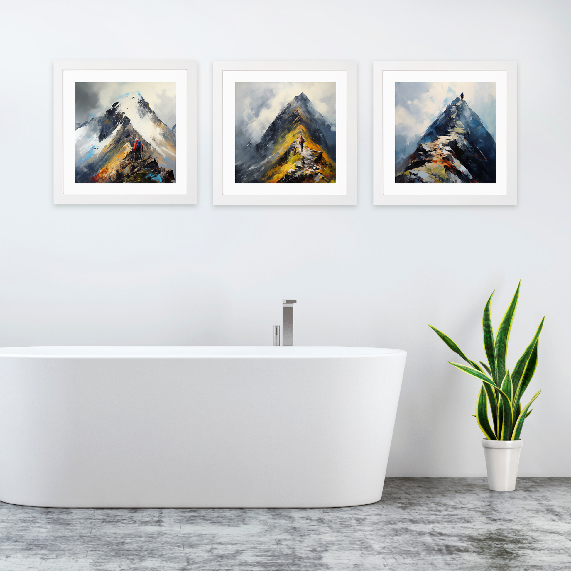 White frame variant of Climber ascending misty peak in Glencoe