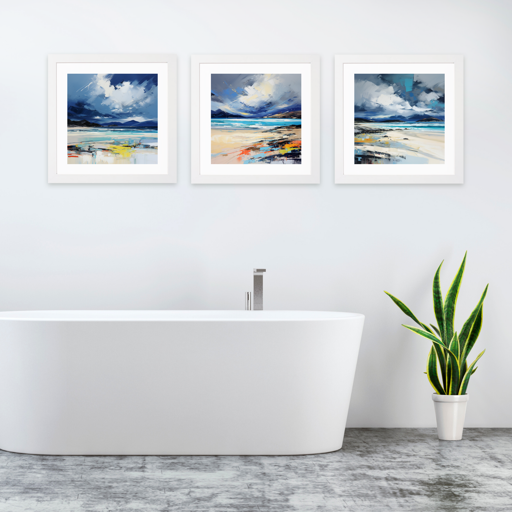 White frame variant of Luskentyre Beach with a stormy sky