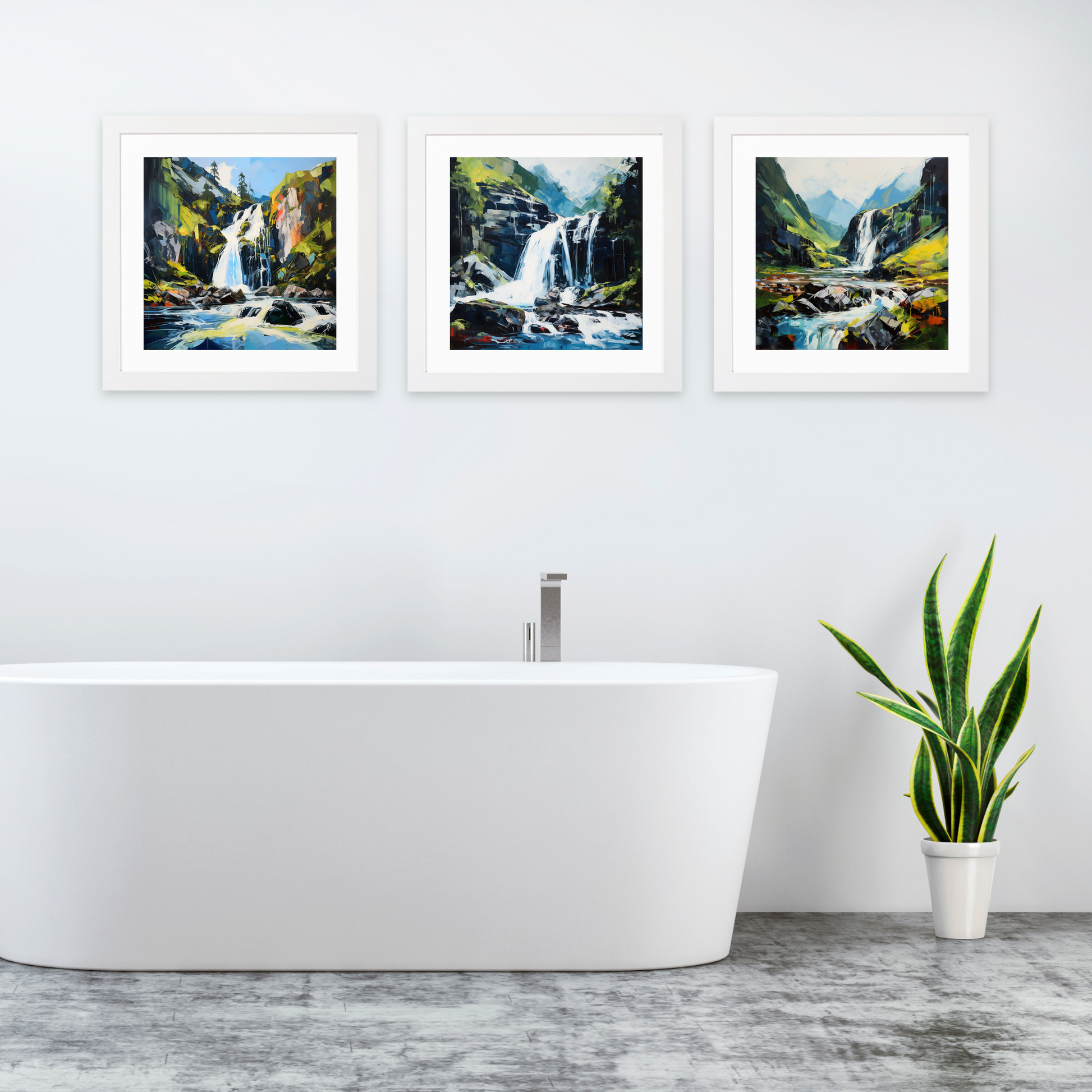 White frame variant of Cascading waterfall in Glencoe