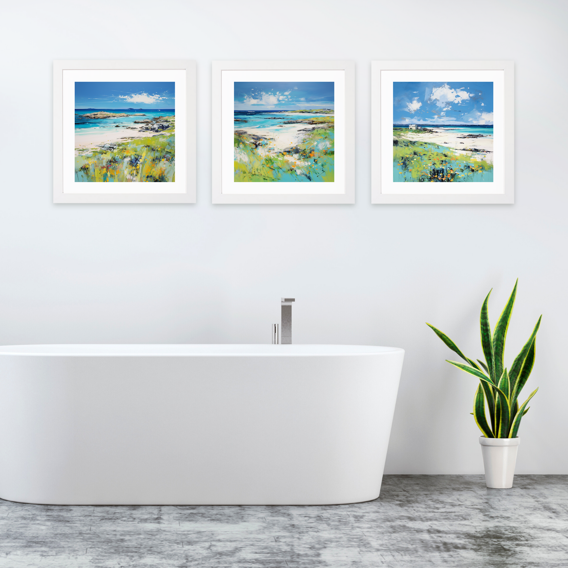 White frame variant of Isle of Tiree, Inner Hebrides in summer