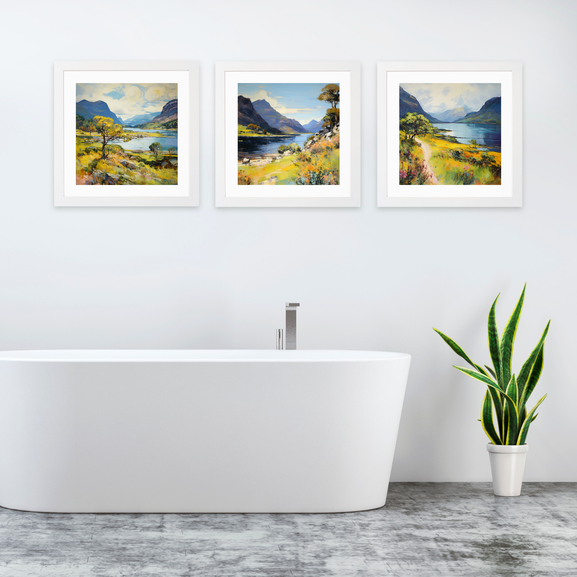 White frame variant of Loch Maree, Wester Ross in summer