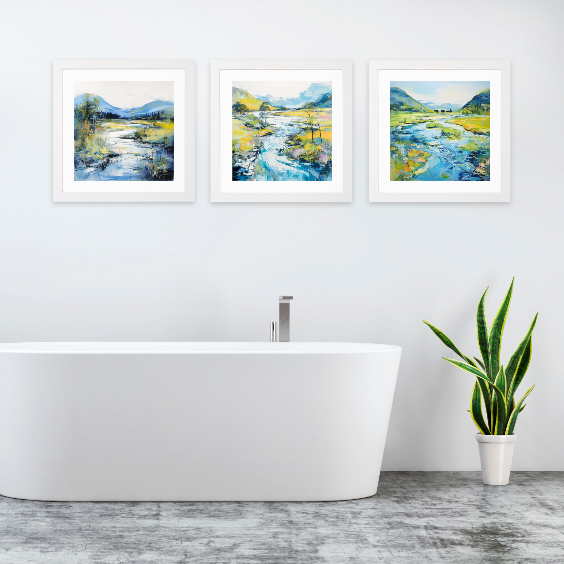 White frame variant of River Orchy, Argyll and Bute in summer