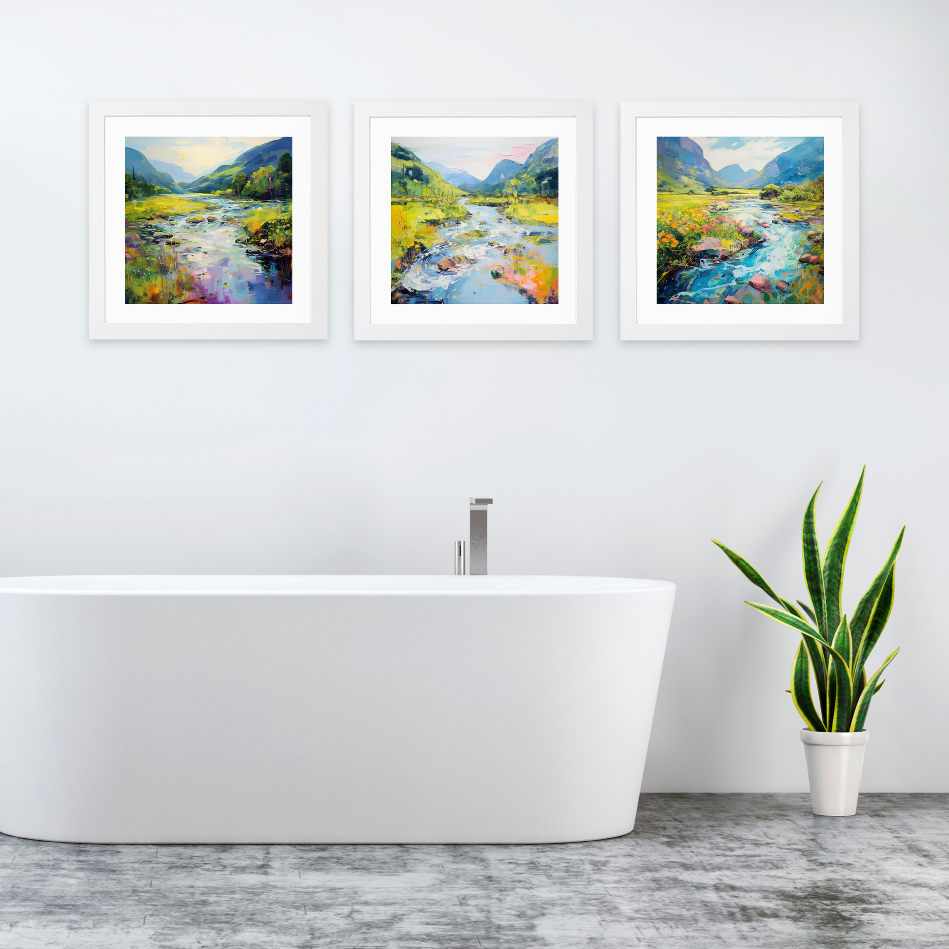 White frame variant of River in Glencoe during summer