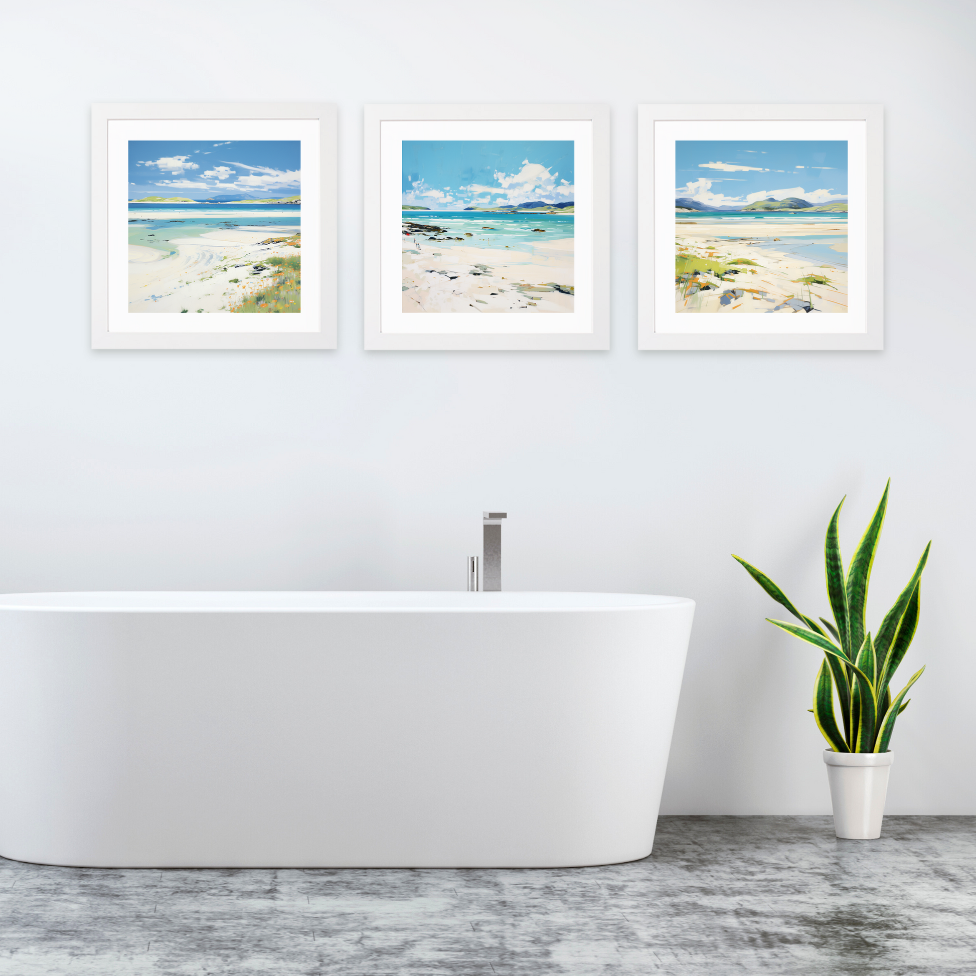 White frame variant of Luskentyre Beach, Isle of Harris in summer