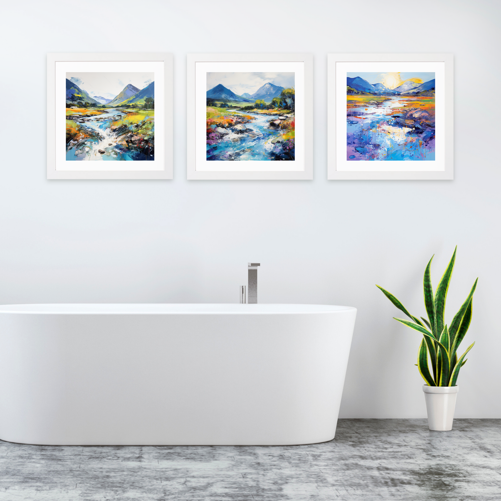 White frame variant of River Etive, Argyll and Bute in summer