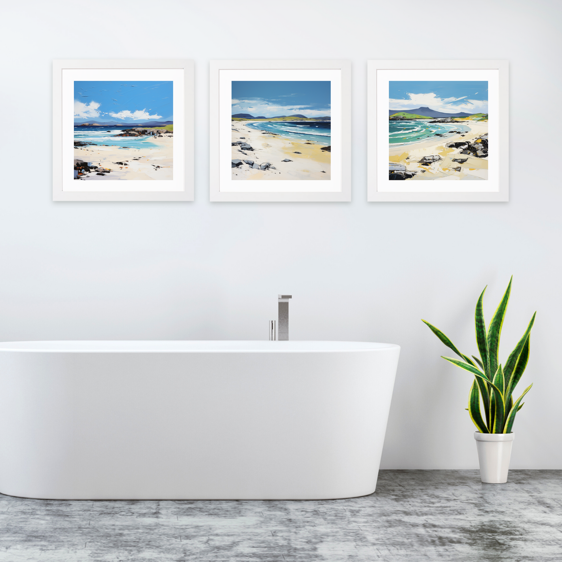 White frame variant of Scarista Beach, Isle of Harris in summer