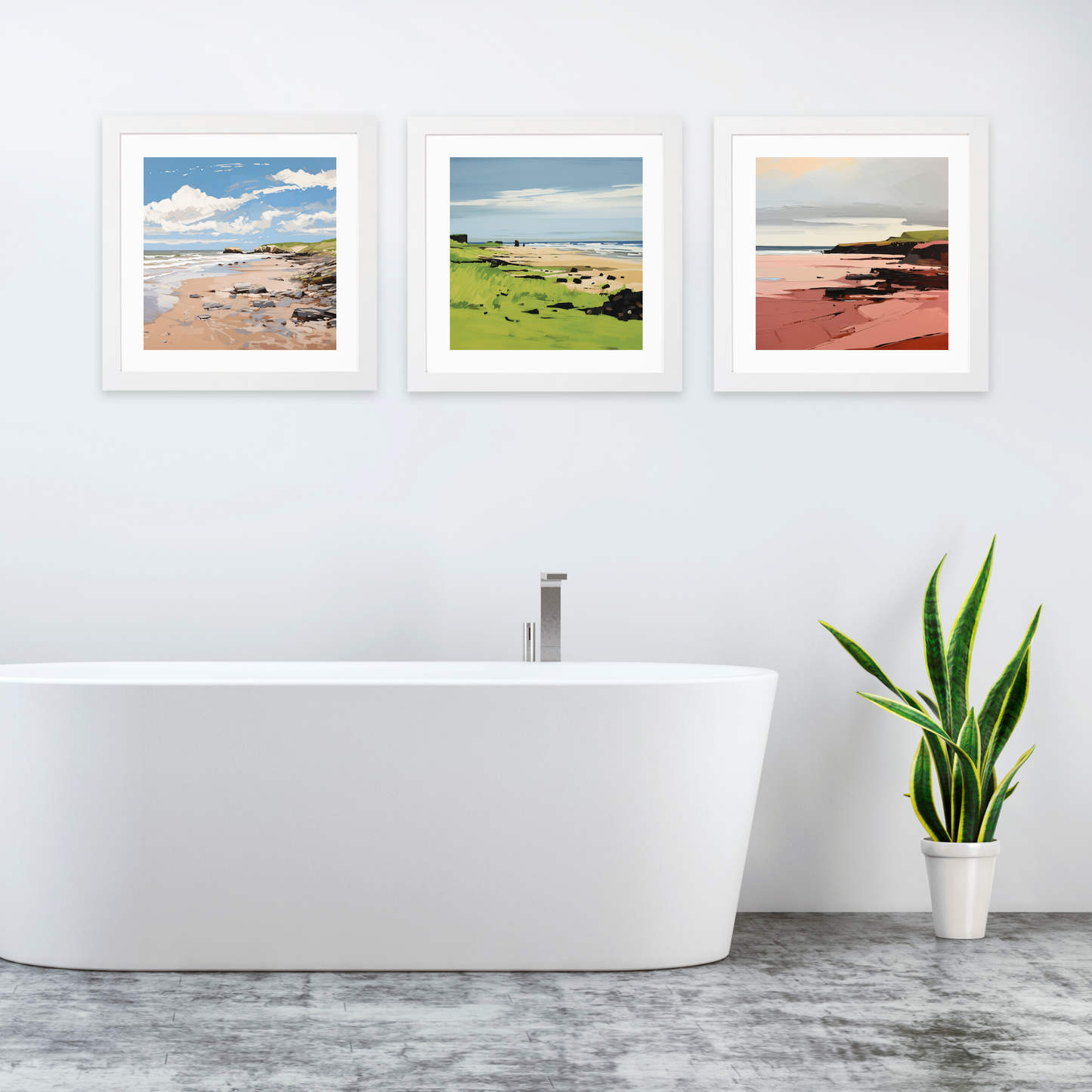 White frame variant of St Cyrus Beach, Aberdeenshire in summer