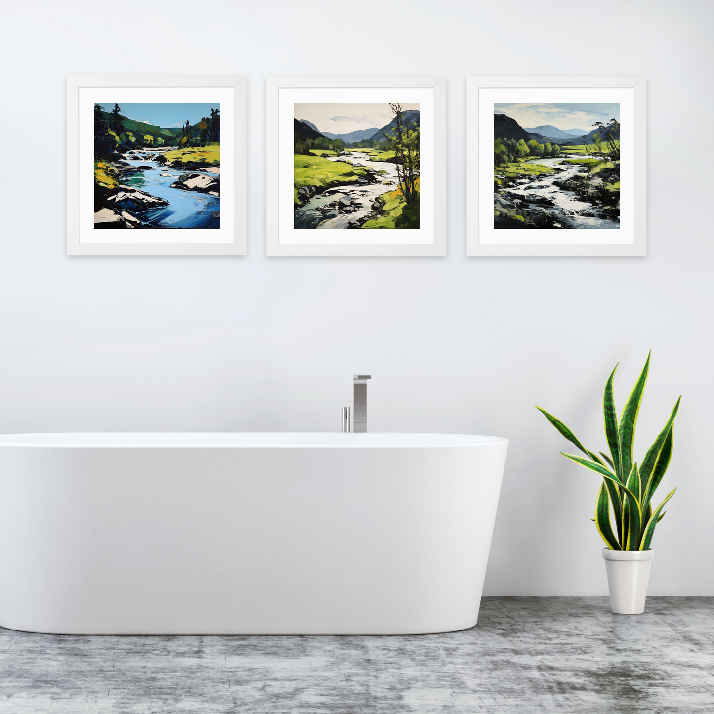 White frame variant of River Garry, Highlands in summer