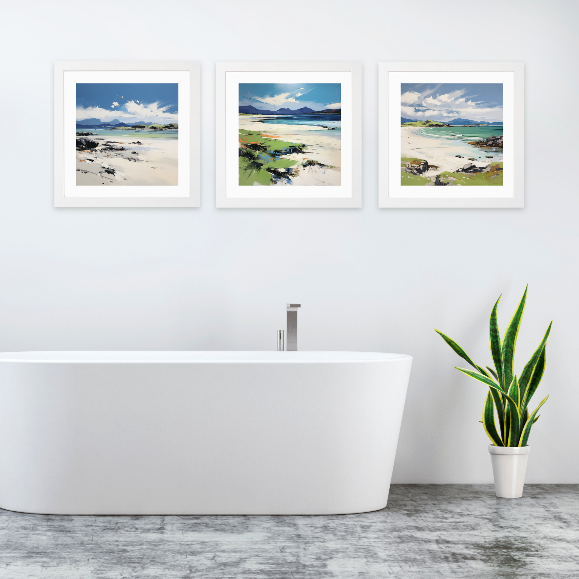 White frame variant of Mellon Udrigle Beach, Wester Ross in summer