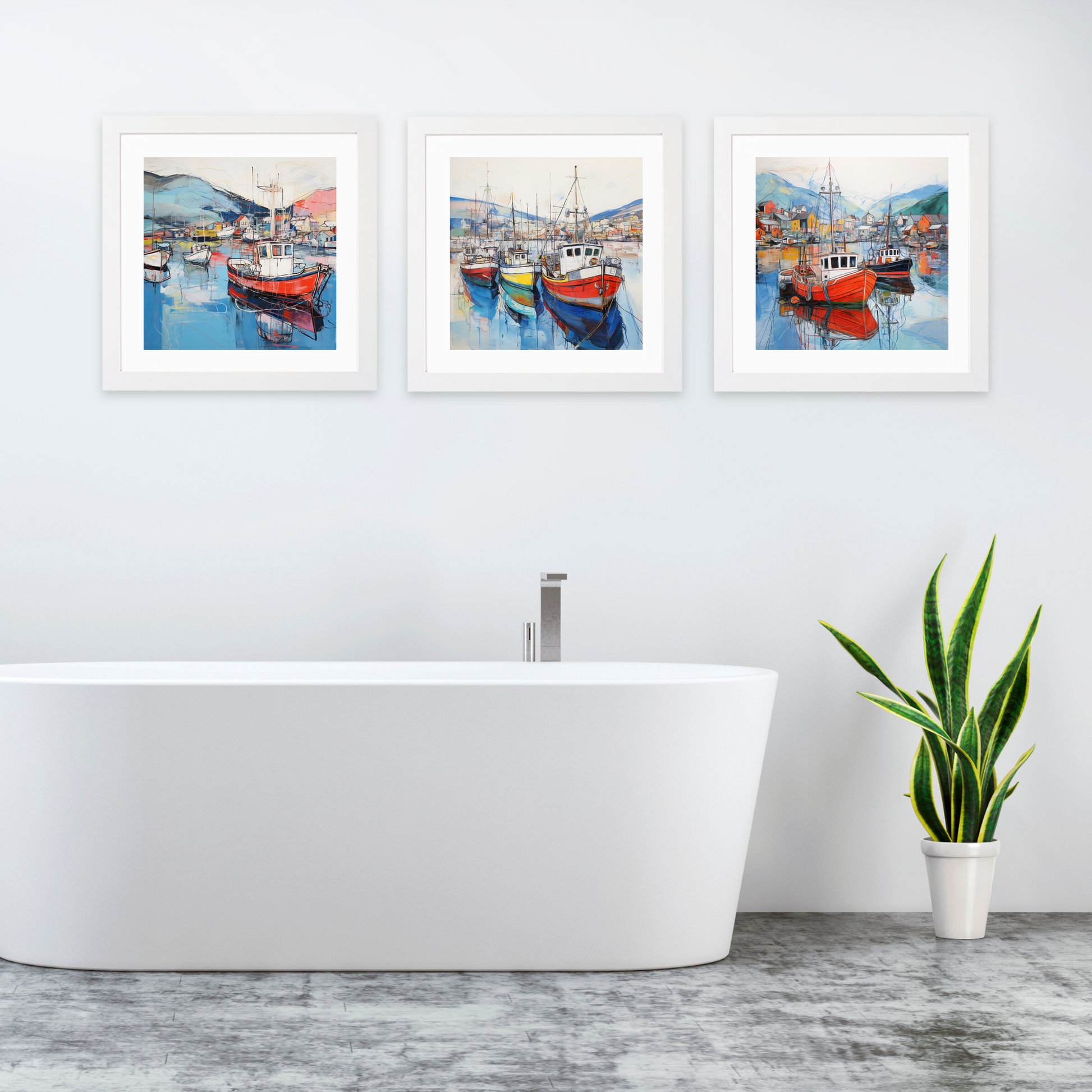 White frame variant of Ullapool Harbour