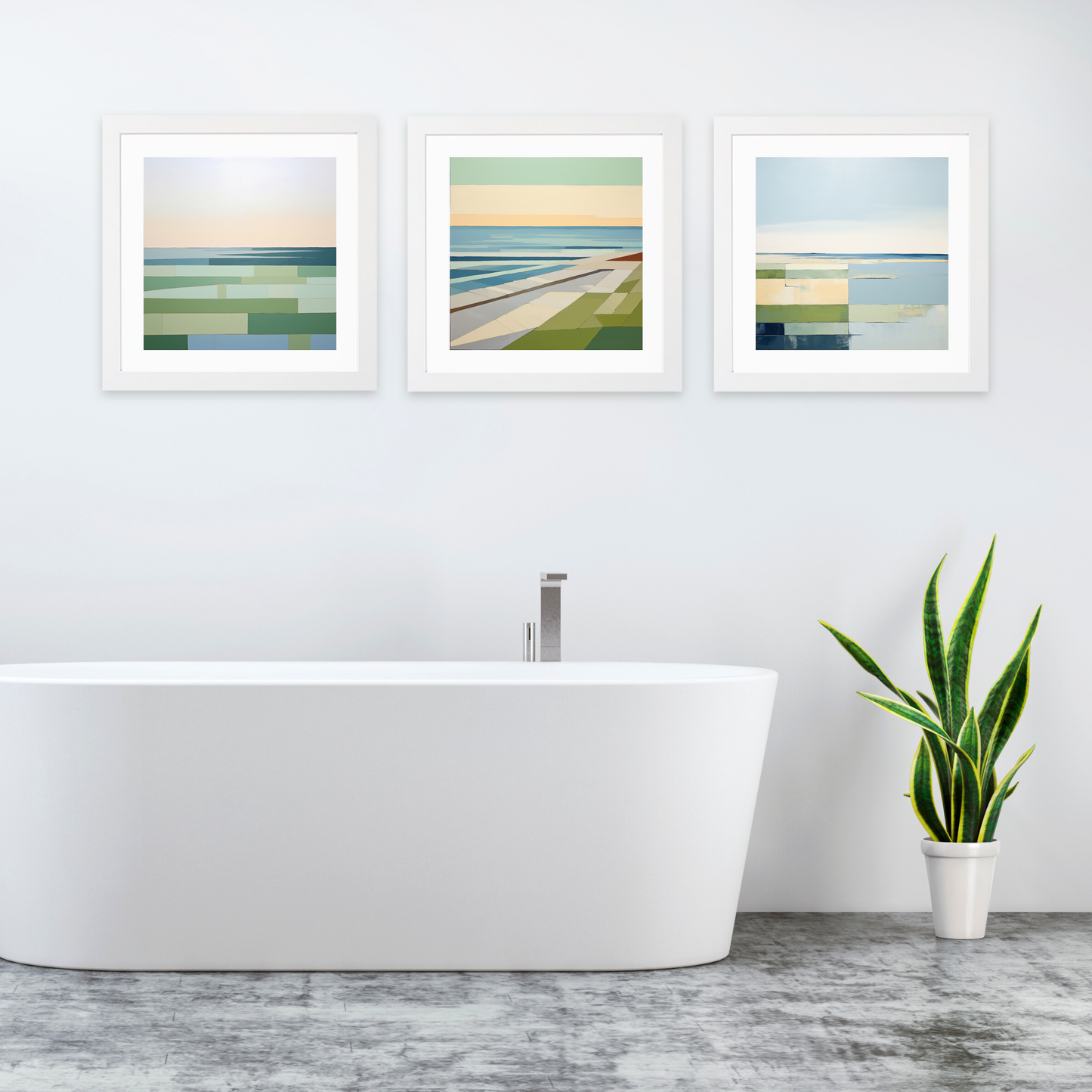 White frame variant of Gullane Beach at golden hour