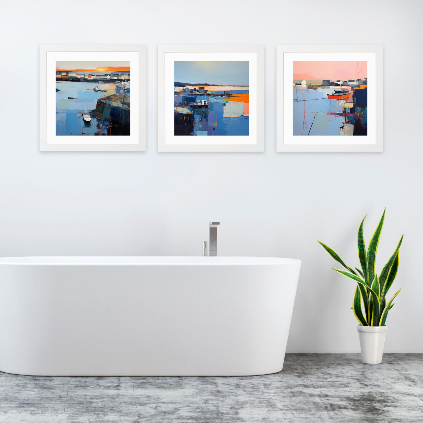 White frame variant of North Berwick Harbour at dusk