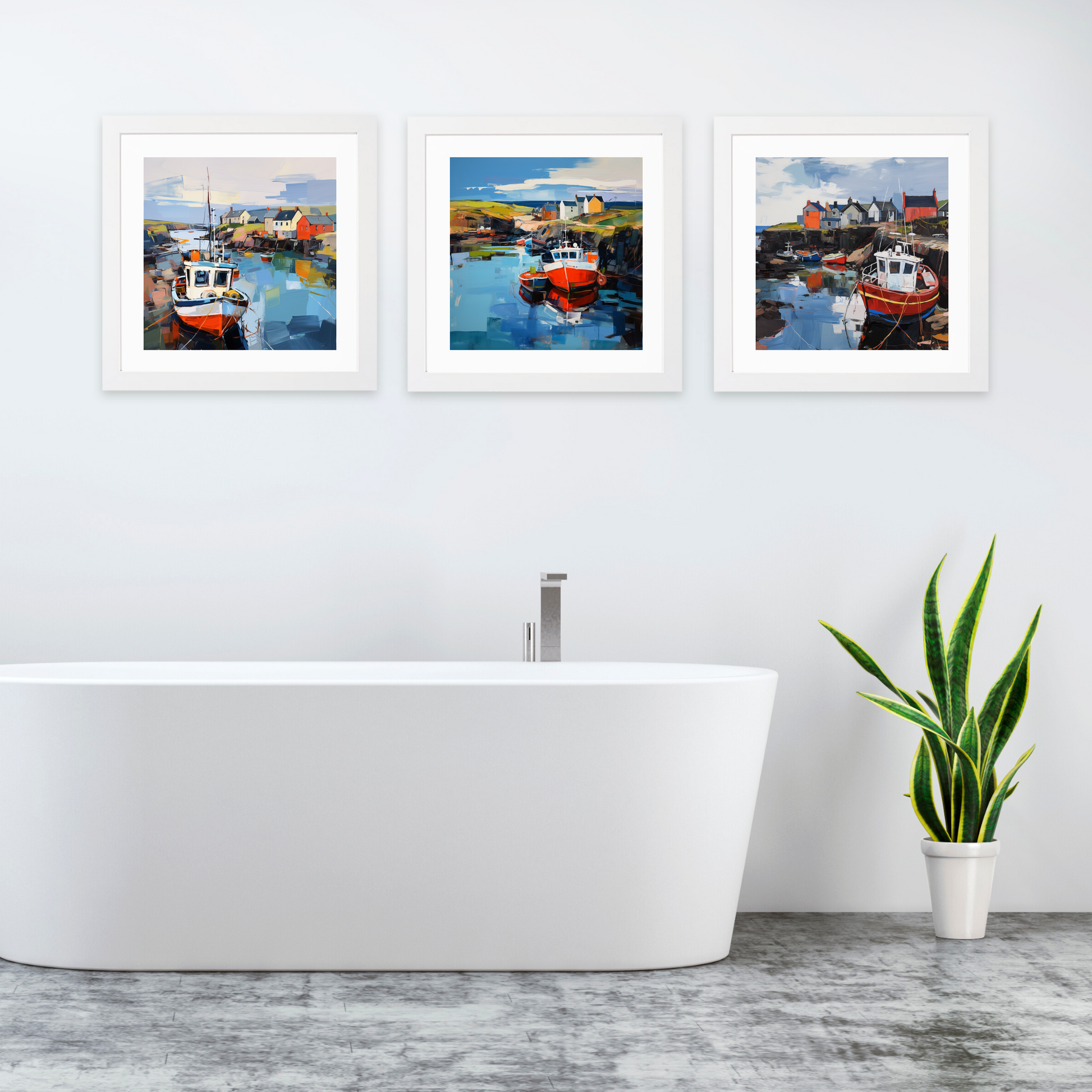 White frame variant of Lybster Harbour, Caithness