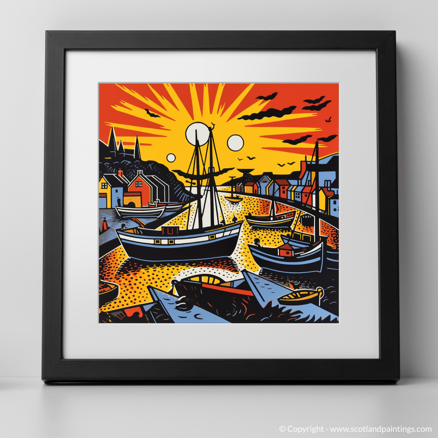 Cullen Harbour at Golden Hour: A Fiery Pop Art Tribute