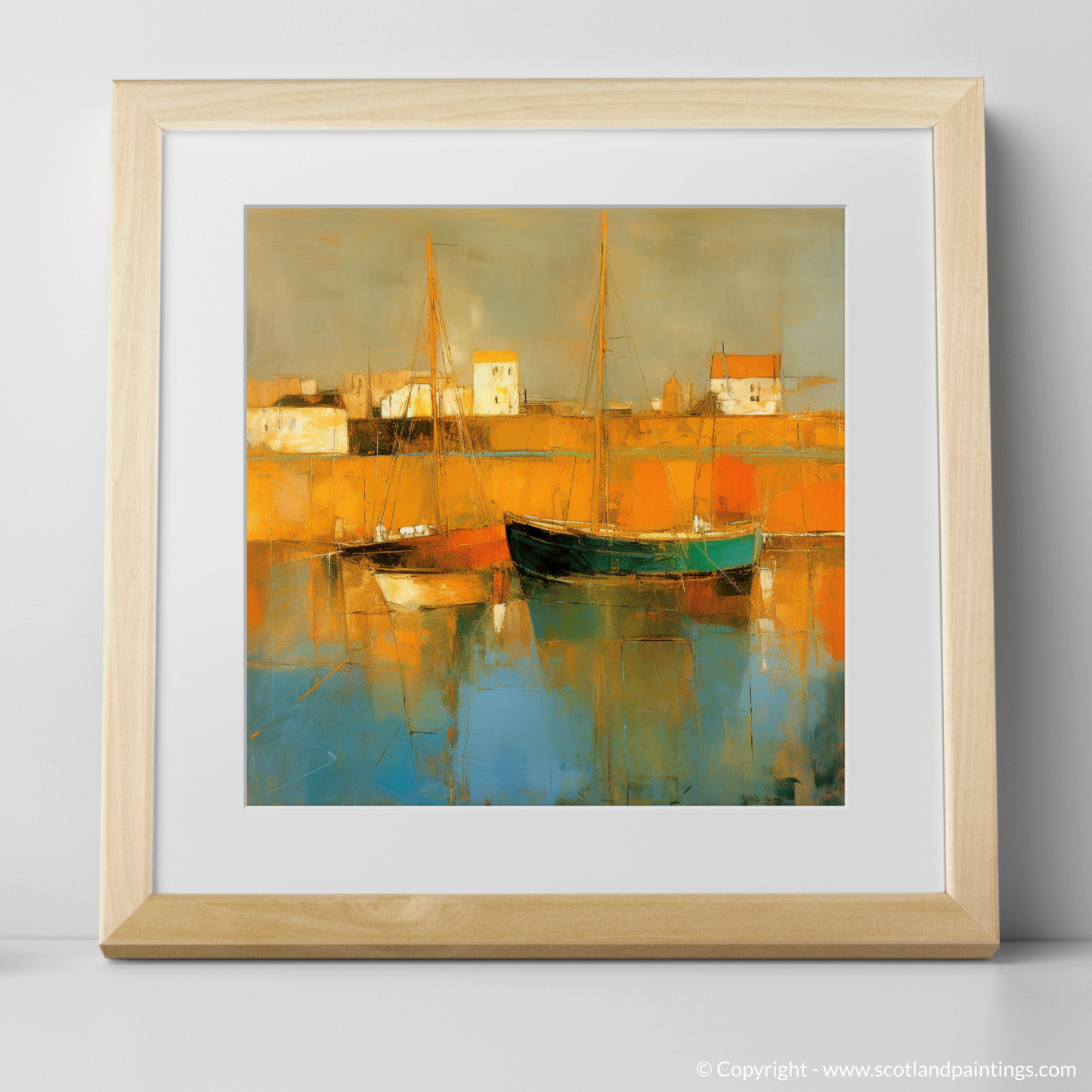 Golden Hour at Port Ellen Harbour: An Abstract Impressionist Homage to Scottish Coastal Charm